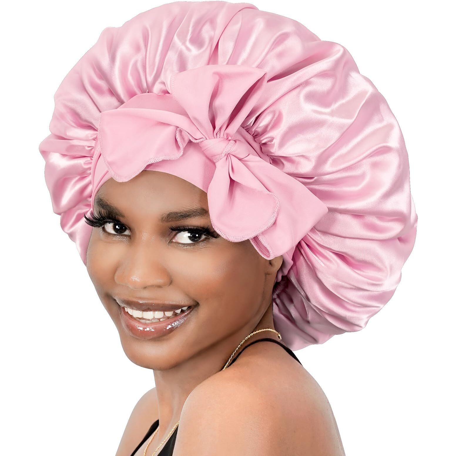 Bonnet Queen Silk Bonnet For Sleeping Satin Hair Bonnet Adjustable Bonnet Pink Bonnets Sleep Bonnet For Women Girls Night Bonnets For Natural Curly Hair