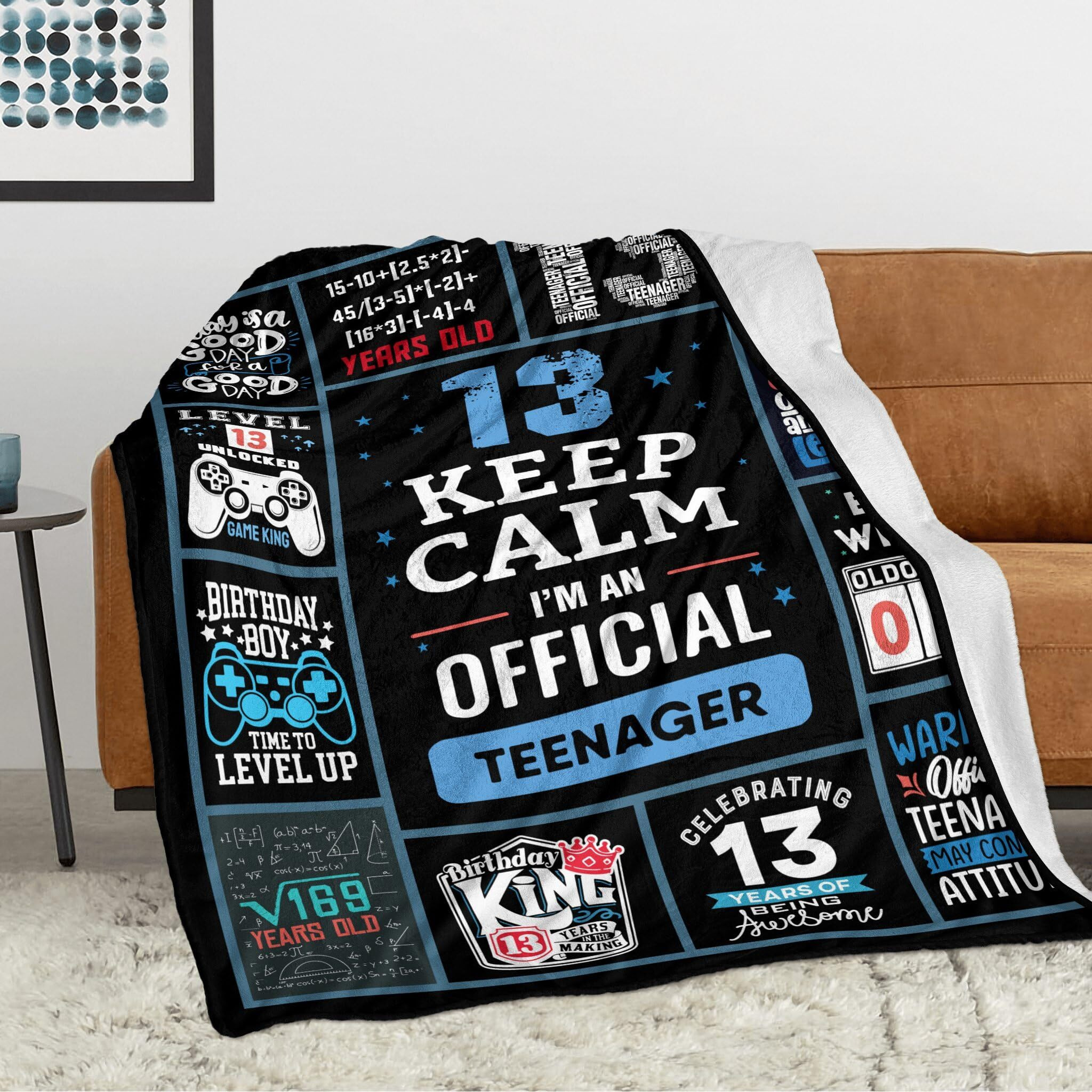 13 Year Old Boy Birthday Gifts, Funny 13Th Birthday Gifts For Boys, 13 Yr Old Boy Birthday Gift Ideas, Official Teenager Birthday Gifts Throw Blanket 60 X 50 Inch, 13 Birthday Decorations For Boys