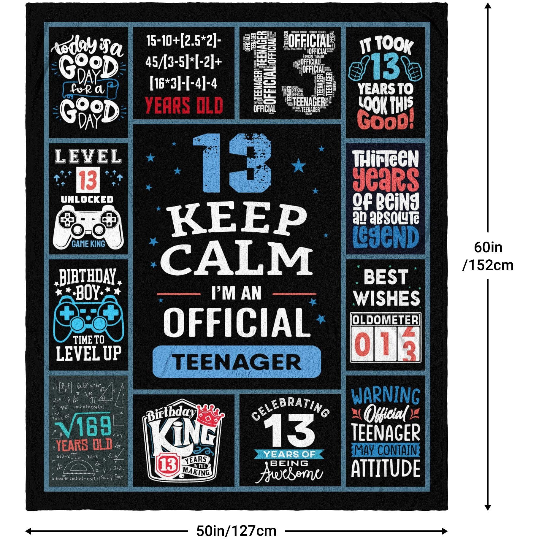 13 Year Old Boy Birthday Gifts, Funny 13Th Birthday Gifts For Boys, 13 Yr Old Boy Birthday Gift Ideas, Official Teenager Birthday Gifts Throw Blanket 60 X 50 Inch, 13 Birthday Decorations For Boys