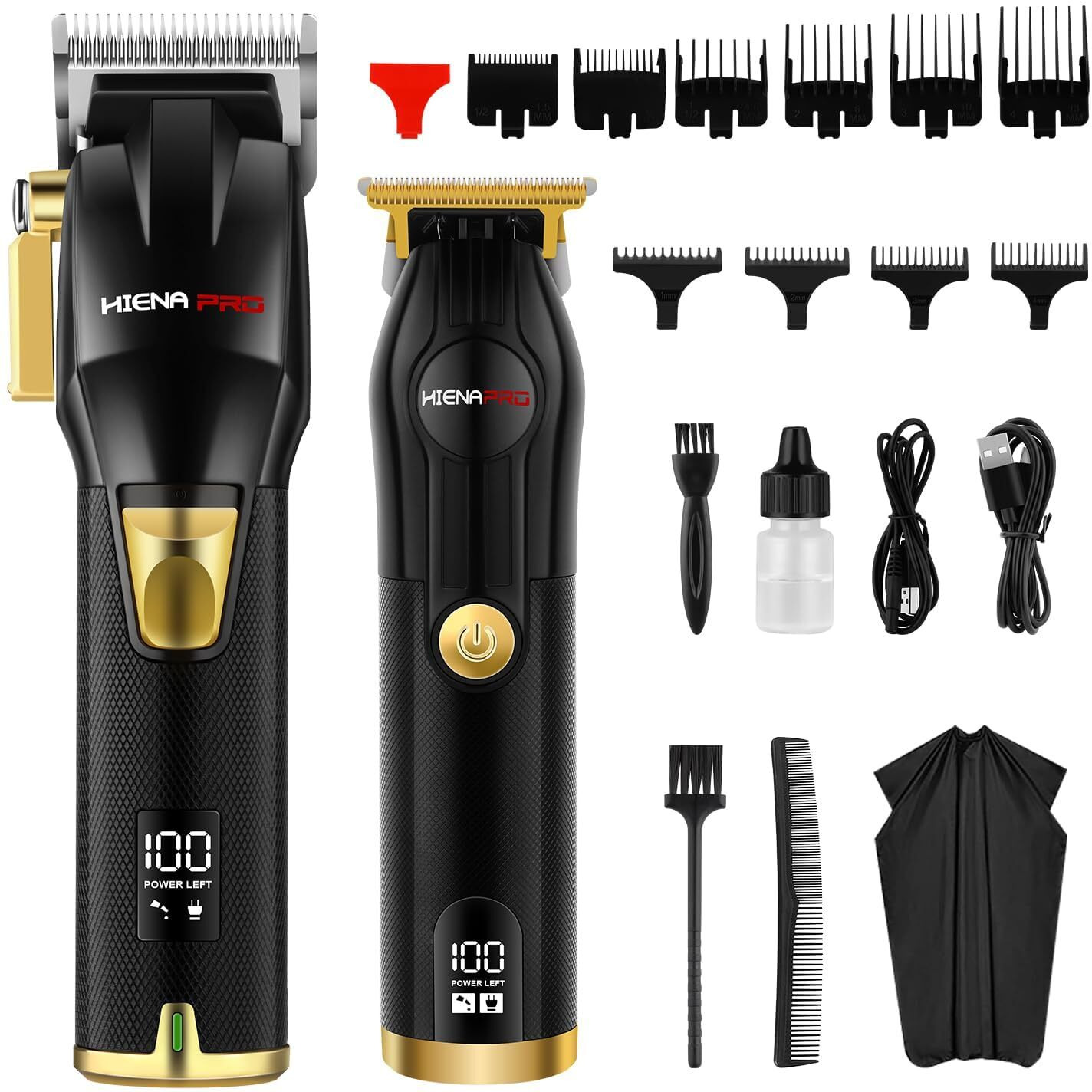 Hiena Pro Hair Clippers For Men T Liners Hair Trimmer Set, Men Professional Cordless Rechargeable Barber Hair Cutting Kit With Led Display, Gifts For Men