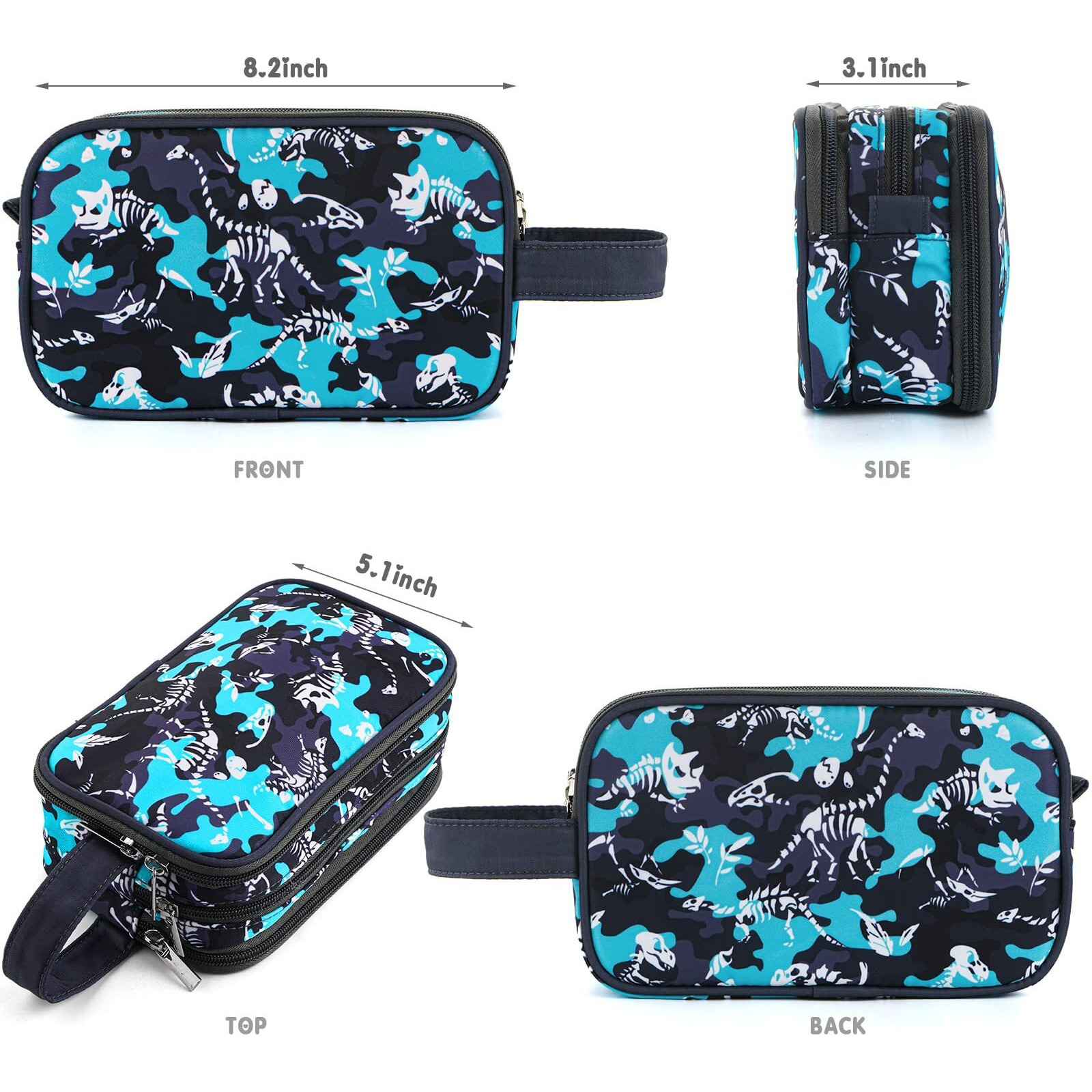 Vipdeal Kids Toiletry Bag For Boys, Travel Toiletry Bag For Little Young Boys Waterproof Hanging Wash Bag Toddler Traveling Toiletries, Dinosaur Black