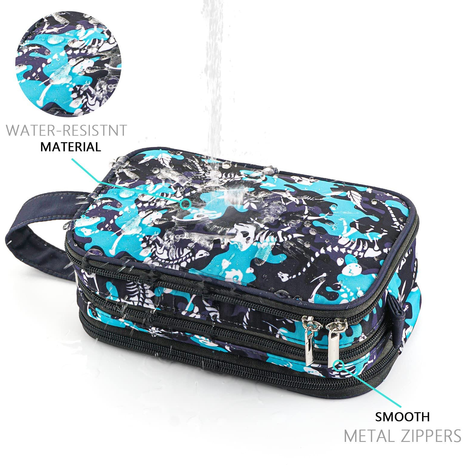 Vipdeal Kids Toiletry Bag For Boys, Travel Toiletry Bag For Little Young Boys Waterproof Hanging Wash Bag Toddler Traveling Toiletries, Dinosaur Black