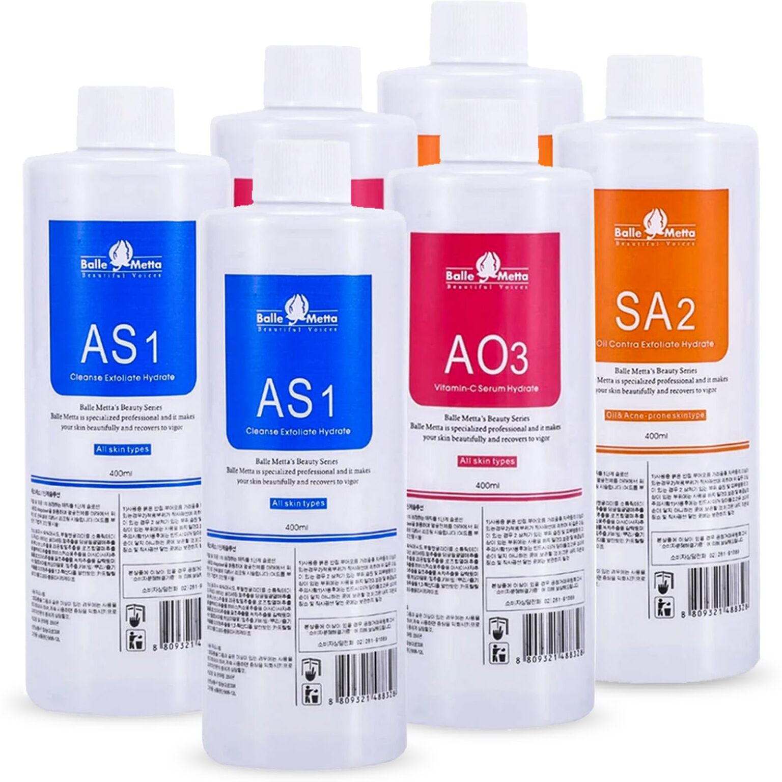 Ymeyfan Hydra Solution For Facial As1 Sa2 Ao3 For Hydra Hydrogen Oxygen Facial Machine Professional, Aqua Peeling Solution Hydra Serums For Facial Cleansing, Face Skin Care, Hydrating (400Ml/6Pcs)