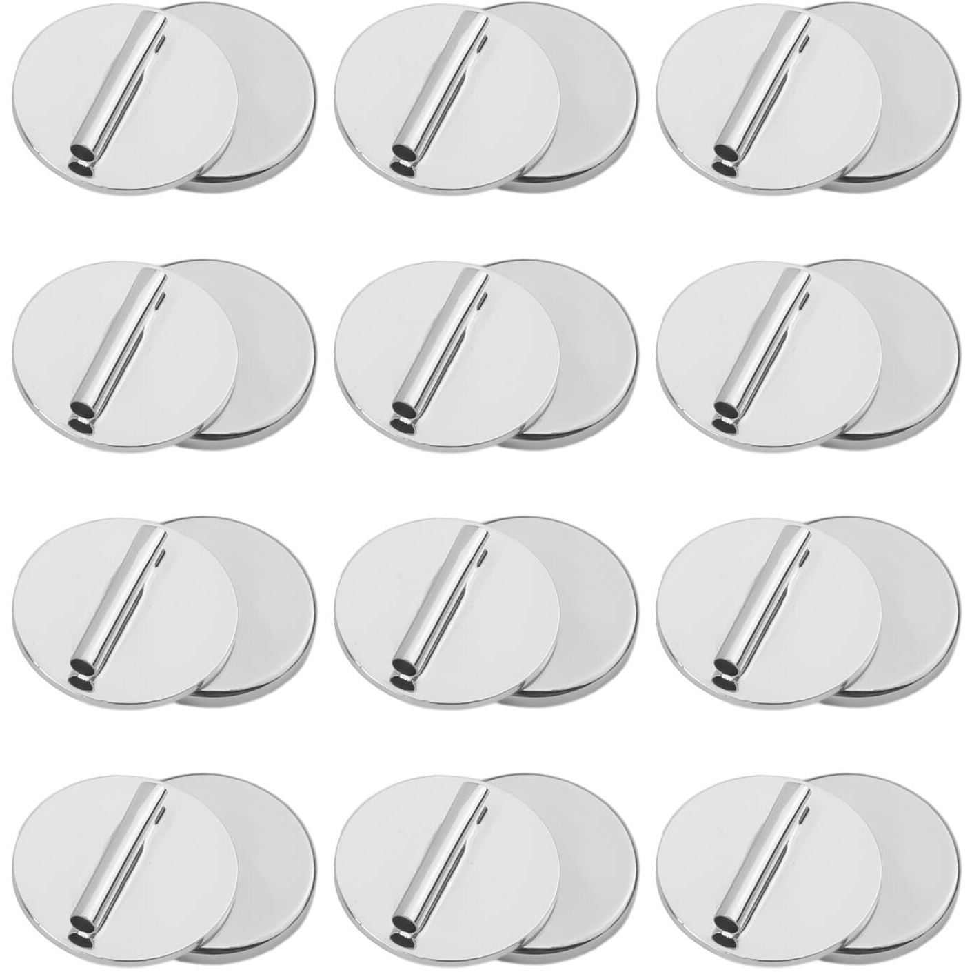 12Pcs Mini Pin Brooch Converter, Magnetic Metal Pin Backs Harm Free Brooch Pin Converter For Scarf Hijab Shawls Thin Fabric Harm Free (Silver)