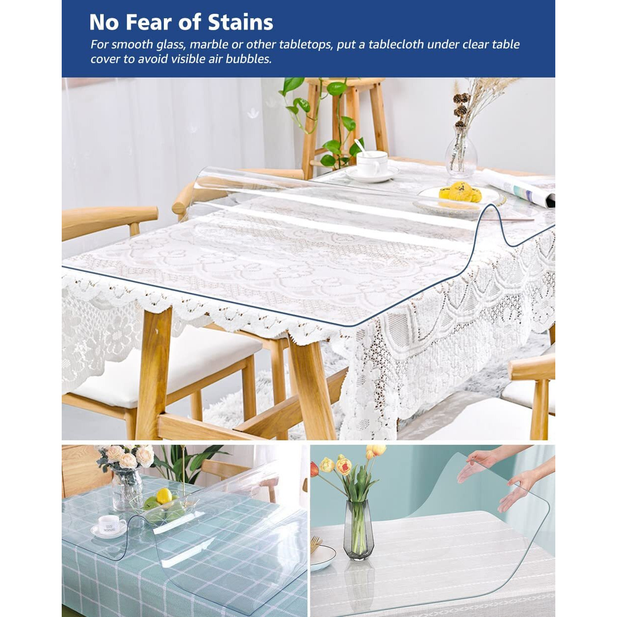30X60 Inch Clear Plastic Desk Cover Mat Protector 1.5Mm Thick Office Desk Pad Waterproof Heat Resistance Transparent Pvc Tablecloth Vinyl Tabletop Protector For Side End Table Night Stand