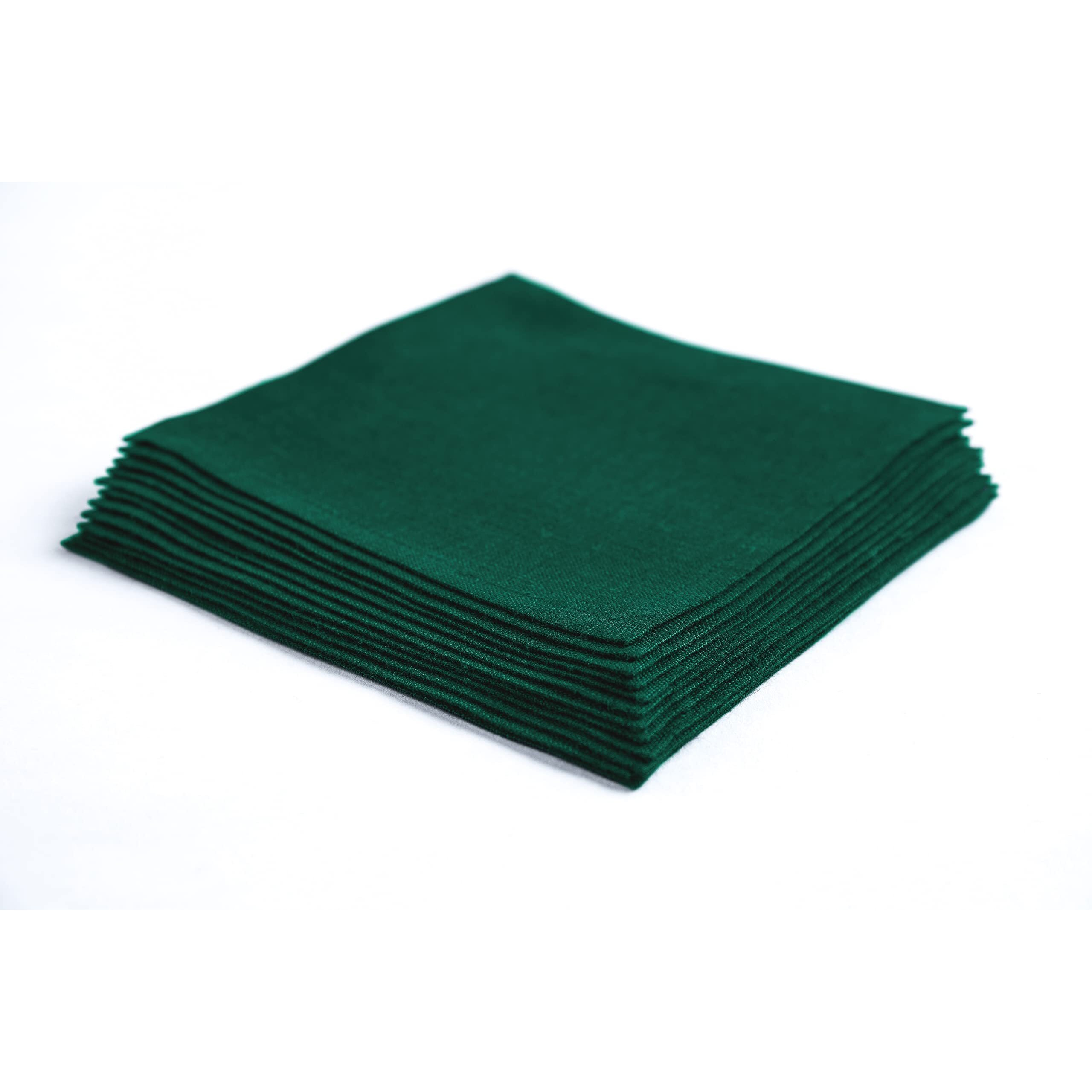 Solino Home Linen Cocktail Napkins 6 X 6 Inch - 100% Pure Linen Fabric Rainforest Green Cloth Napkins Set Of 12 - Machine Washable Beverage Cocktail Napkins - Fete