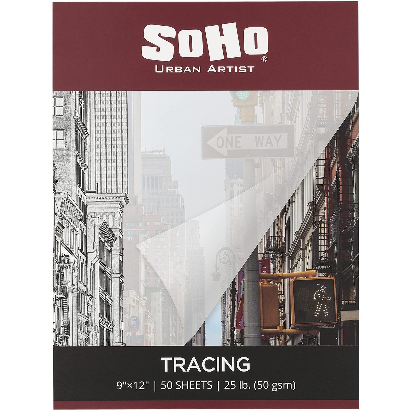 Soho Urban Artist Vellum Tracing Paper Pads - Translucent Vellum Paper For Drawing, Tracing, Different Media Types, & More - [Single - 9X12""]