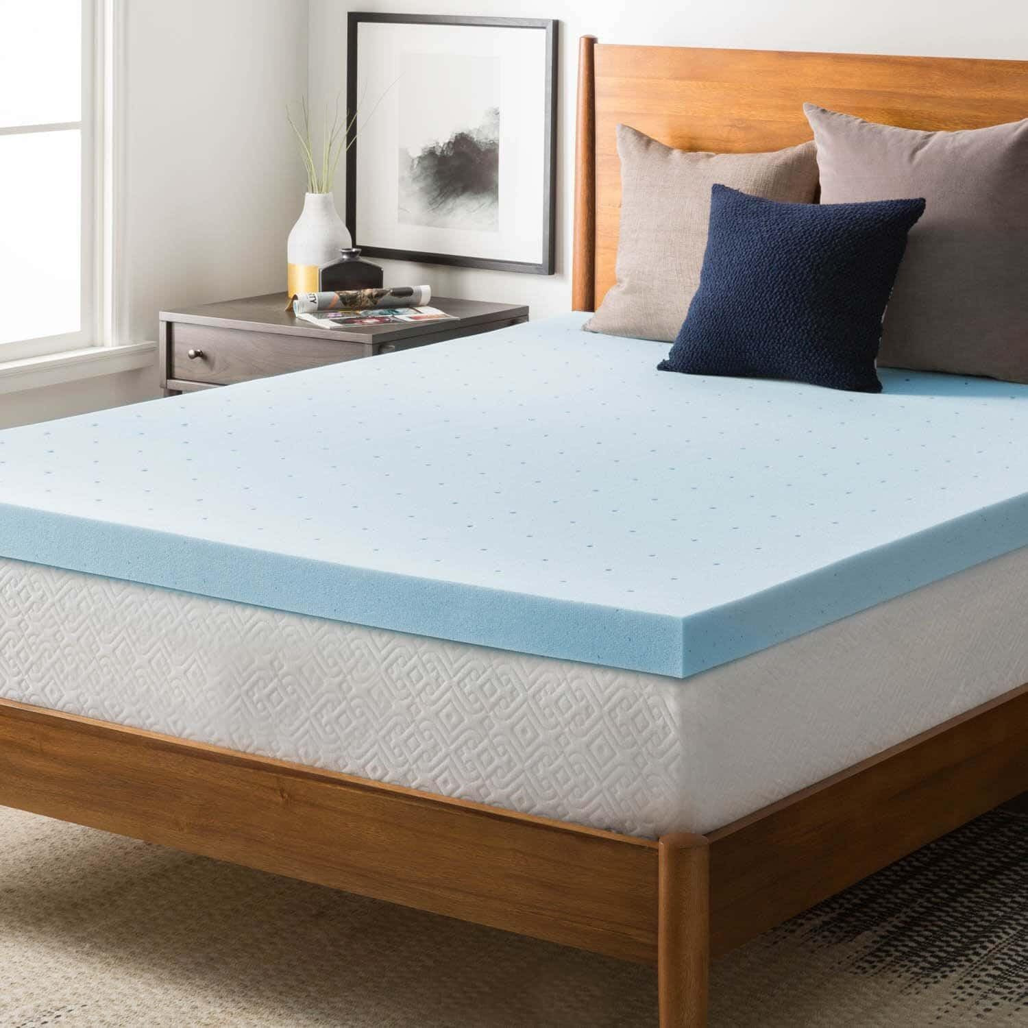 Clara Clark Mattress Topper, Gel Infused Memory Foam Mattress Topper, Ventilated Design Mattress Pad, 3 Inch, Full Size