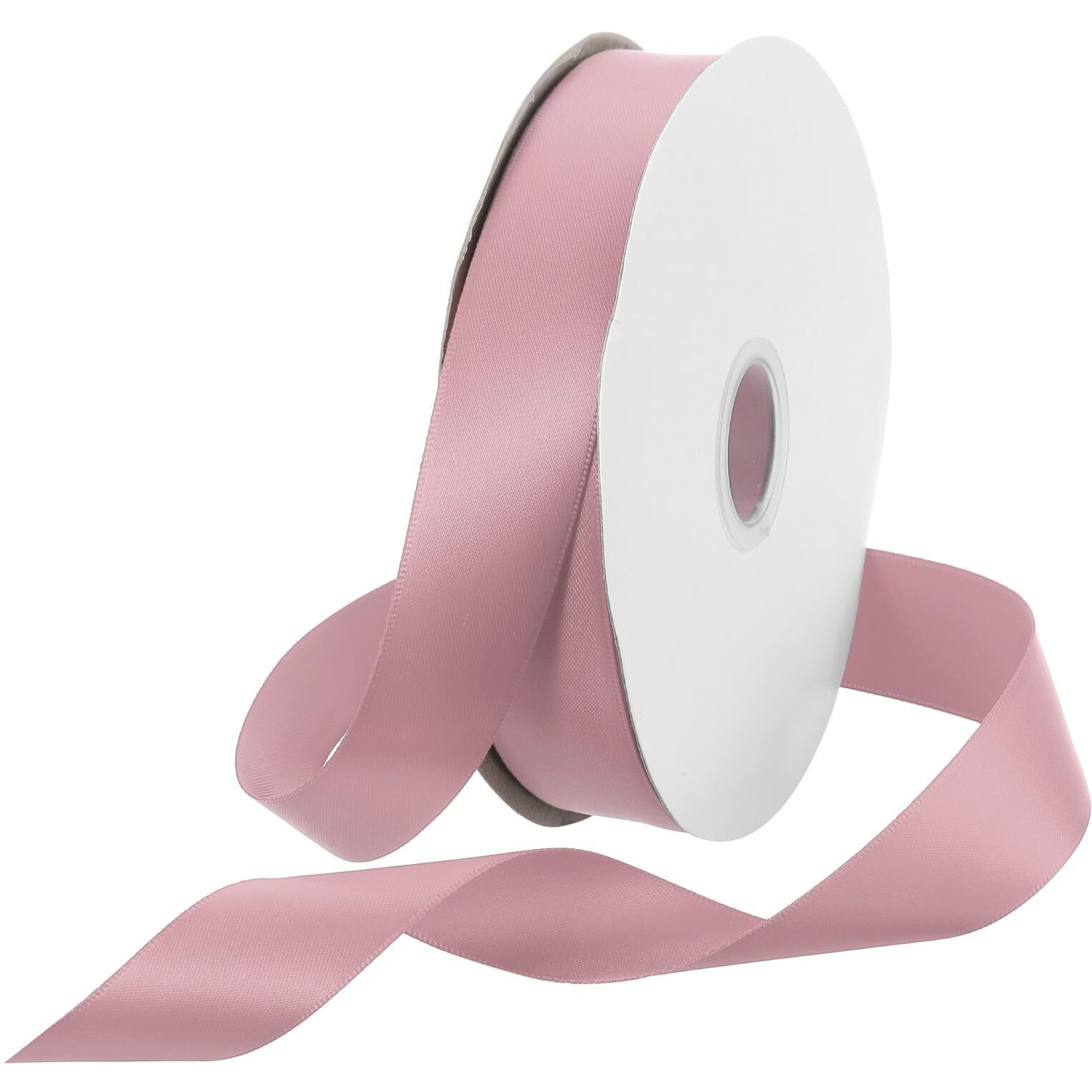 Rebower 1 Inch 50 Yard Satin Ribbon Thick Double Face Grosgrain Silk Ribbon, [For Gift Wrapping, Hair Bows, Wedding, Cake, Flower] - Dusty Pink