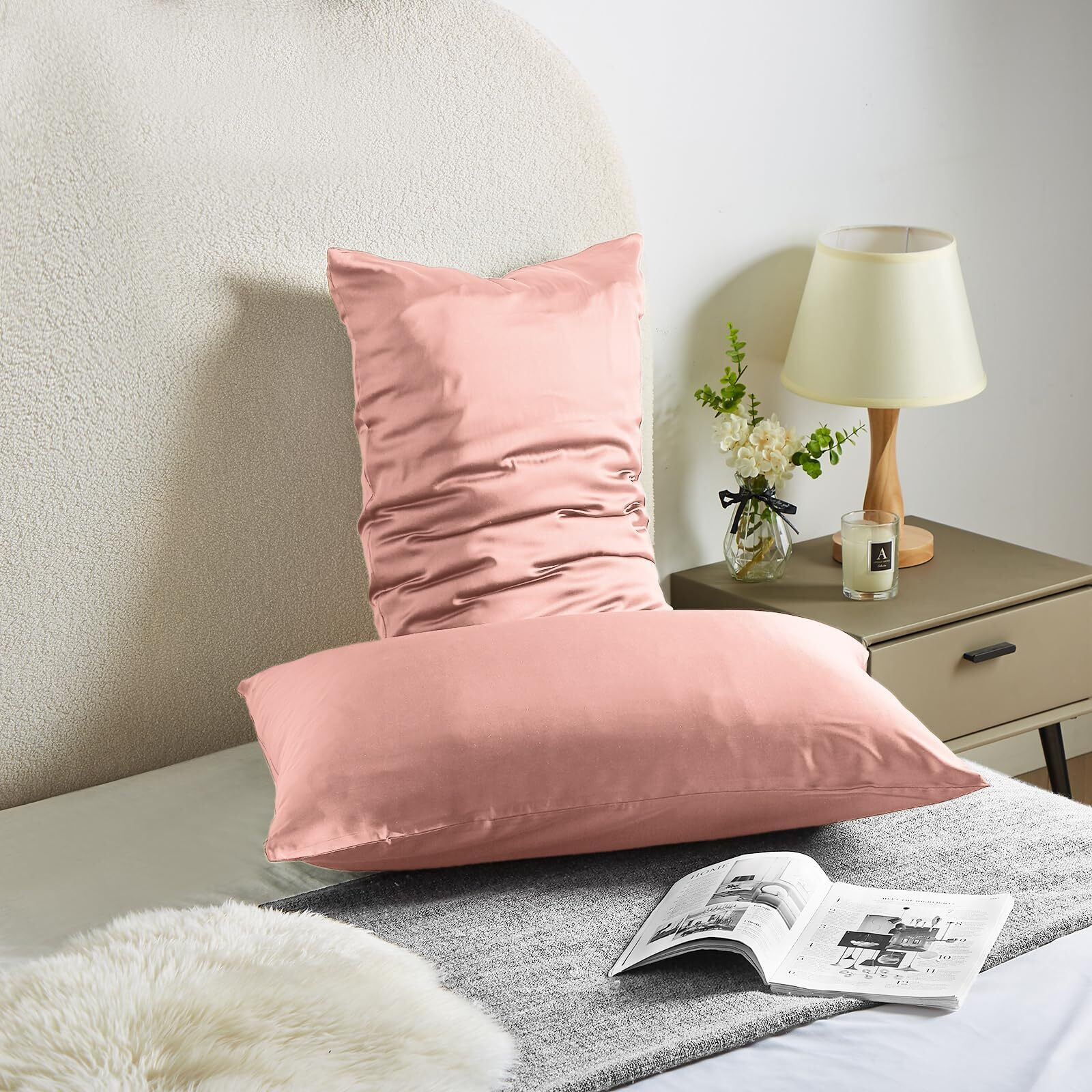 Silk Pillowcase For Hair And Skin Mulberry Silk Pillowcase Soft Breathable Smooth Both Sided Natural Silk Pillowcase With Zipper Beauty Sleep Silk Pillow Case 1 Pack For Gift(King,Baby Pink)