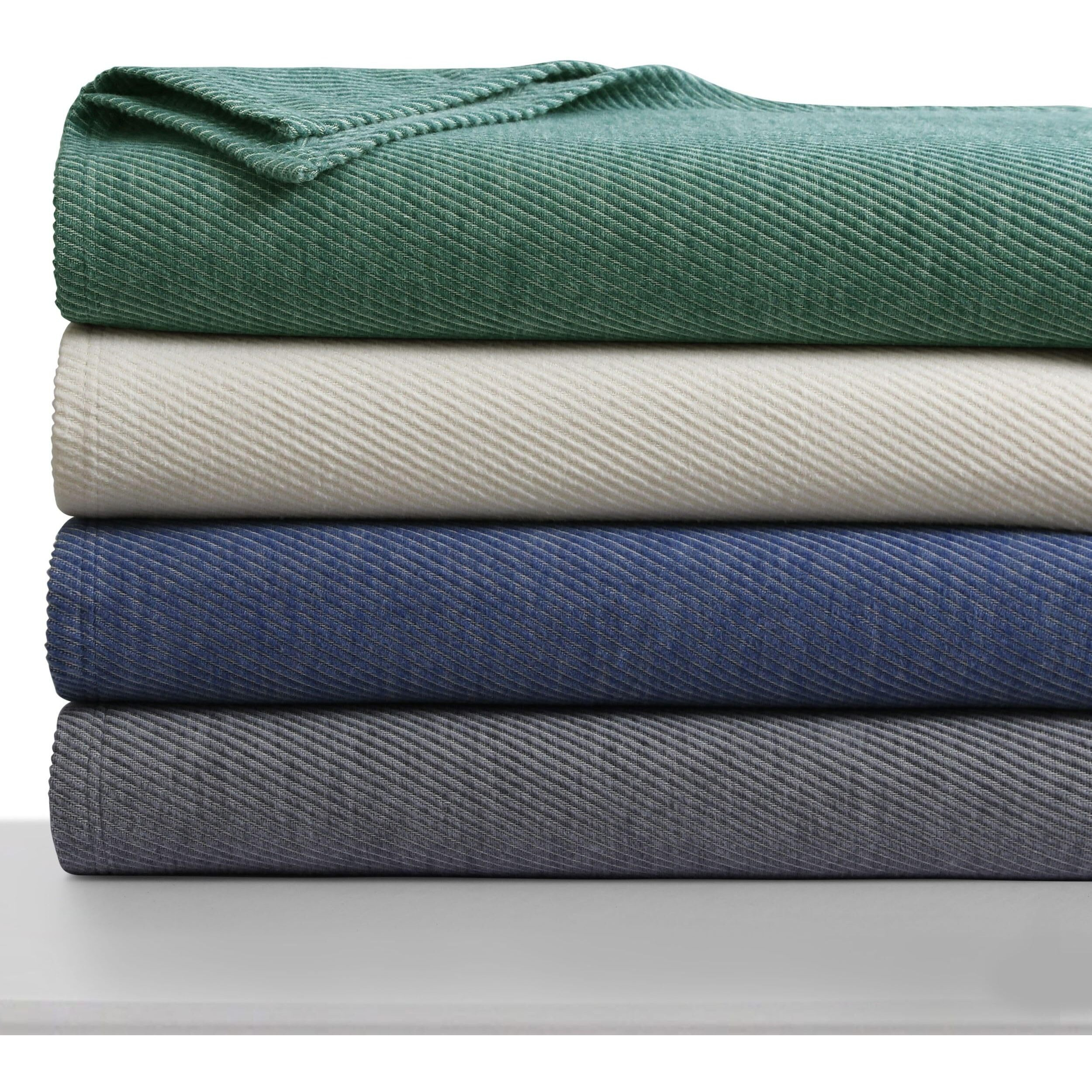 Tribeca Living Yarn Dyed Organic Cotton And Organic Wool Blanket Queen Size, Soft And Cozy Oversized Blanket, Fade Resistant, Green