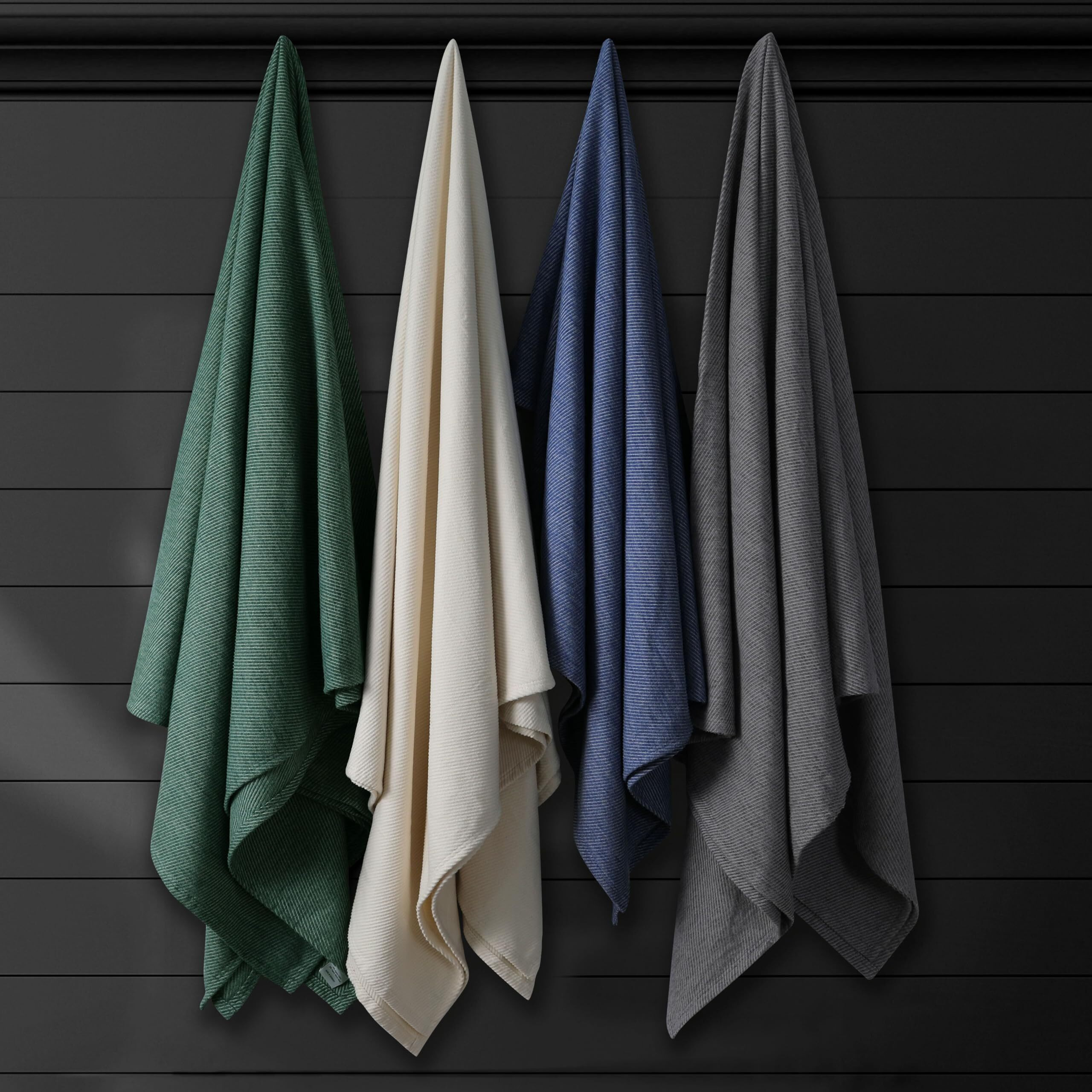Tribeca Living Yarn Dyed Organic Cotton And Organic Wool Blanket Queen Size, Soft And Cozy Oversized Blanket, Fade Resistant, Green