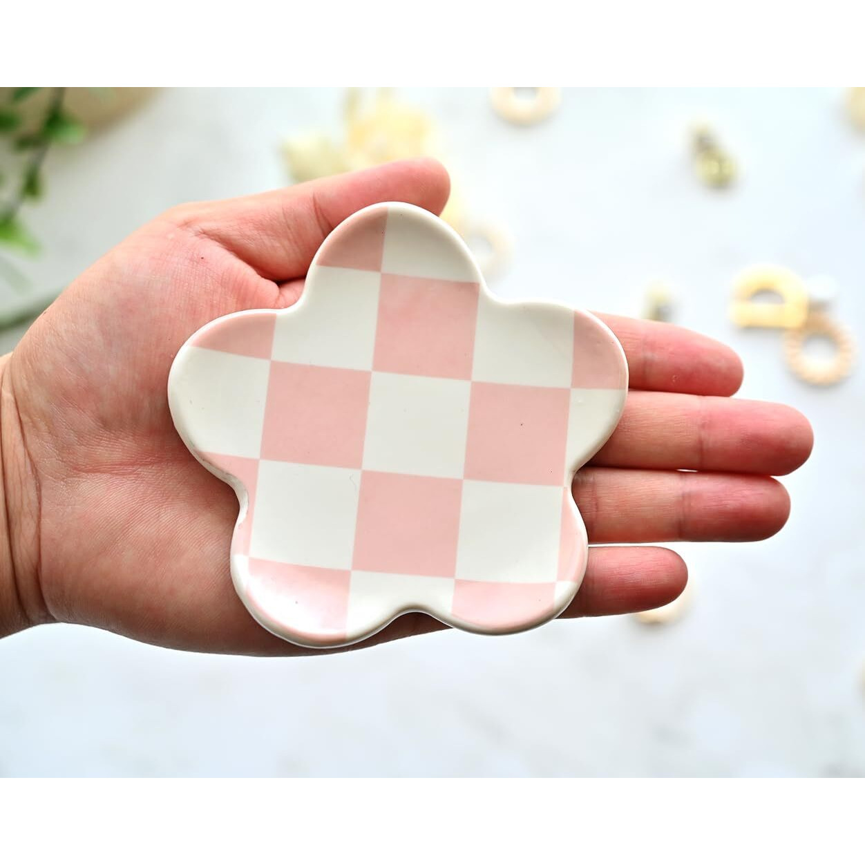 Ovenkei Room Decor Aesthetic Preppy Stuff For Teen Girls Gifts Trendy Stuff Pink Room Decor Aesthetic Room Decor Bedroom Decor Aesthetic Checkered Jewelry Tray