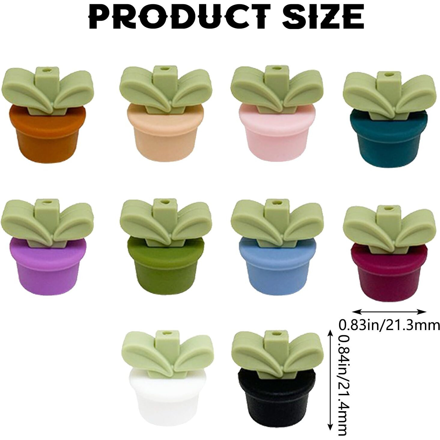 Urroma 3D Flower Pot Light Green Grass Silicone Beads, 10Pcs Silicone Focal Loose Beads Grass Silicone Beads For Craft Bracelet Necklace Lanyard Key Chains Making