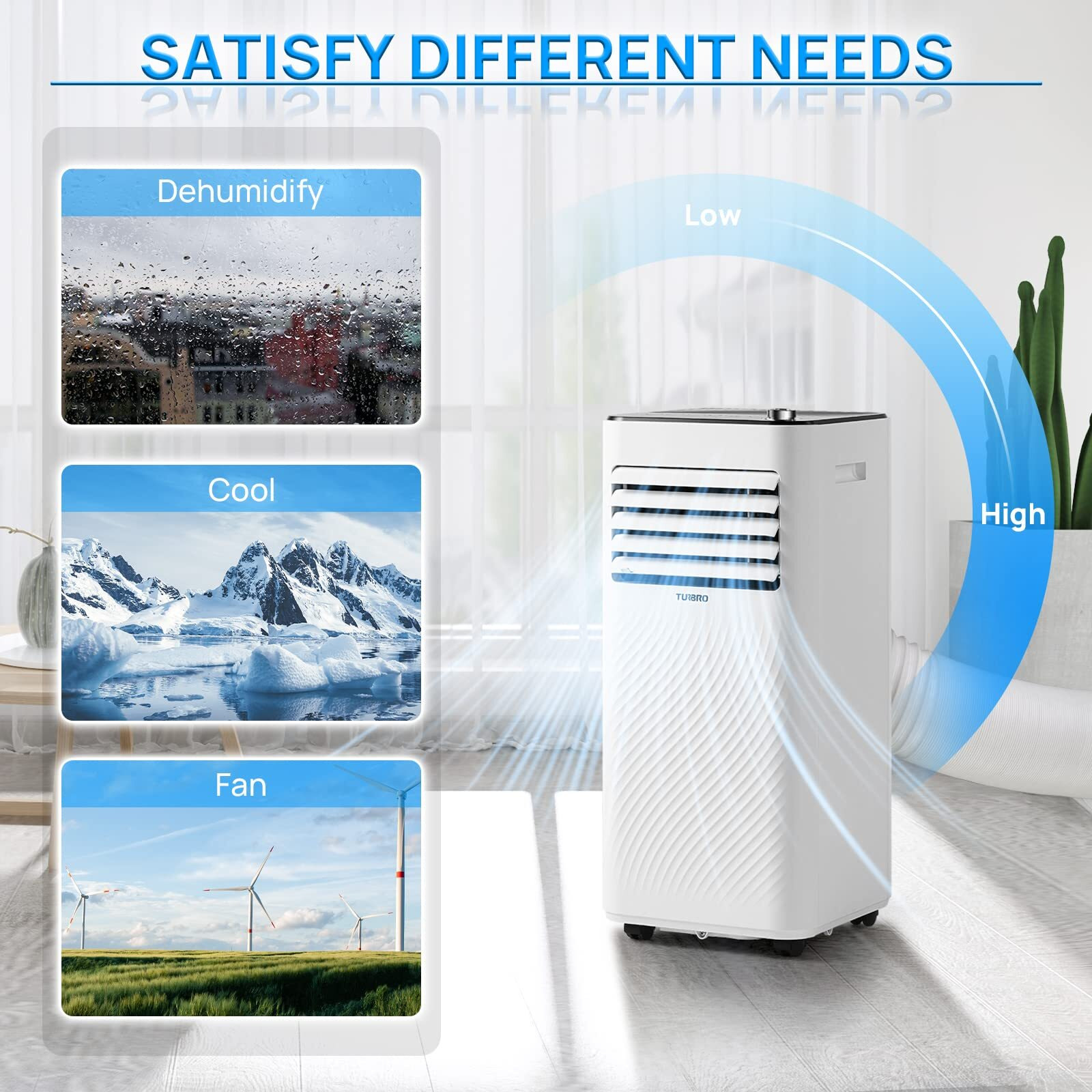 Turbro Finnmark 10,000 Btu Portable Air Conditioner, Dehumidifier And Fan, 3-In-1 Floor Ac Unit For Rooms Up To 400 Sq Ft, Sleep Mode, Timer, Remote Included (6,000 Btu Sacc)
