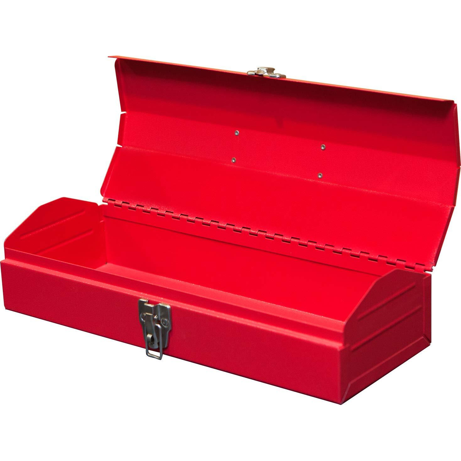 Big Red Tb102 Torin 16"" Hip Roof Style Portable Steel Tool Box With Metal Latch Closure, Red