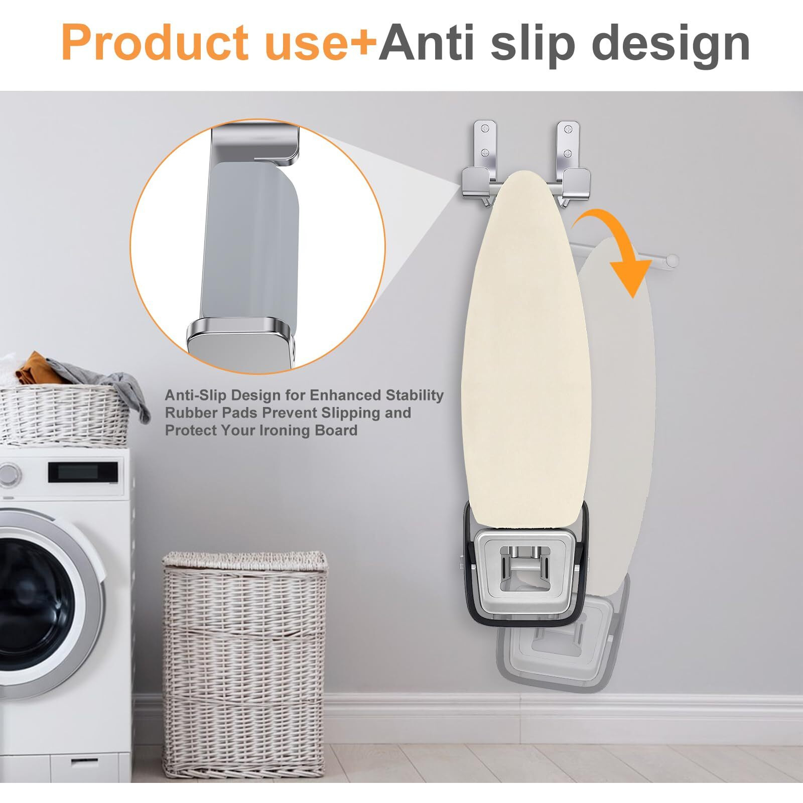 Musvoh Ironing Board Holder Hanger Wall Mount, 304 Stainless Steel Ironing Board Hanger Y T Leg For Adjustable Distance Ironing Board Holder Hook, Silver