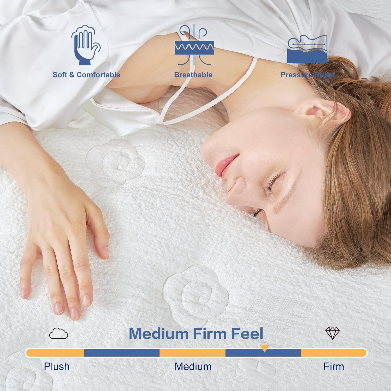 G Laxia 12 Inch White Full Spring Mattress,Medium Firm With Gel Memory Foam,Individually Pocketed Coil,Fiberglass-Free Fire Retardant Certipur-Us Certified,75""*54""*12""