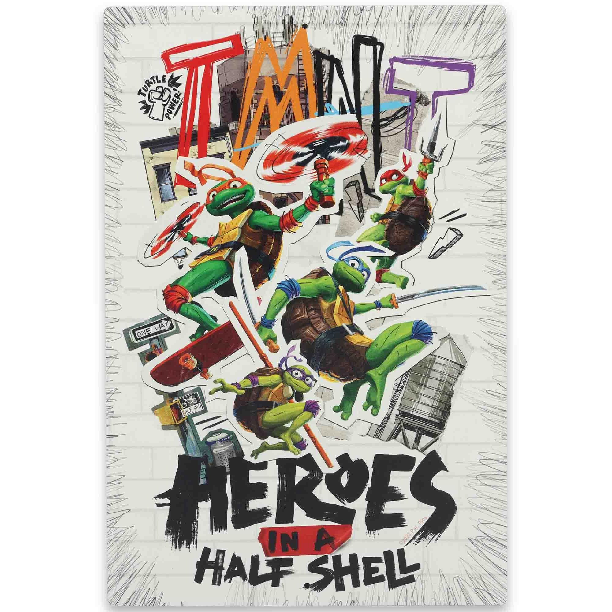 Teenage Mutant Ninja Turtles Heroes In A Half Shell Metal Sign - Fun Tmnt Wall Decor For Bedroom Or Man Cave