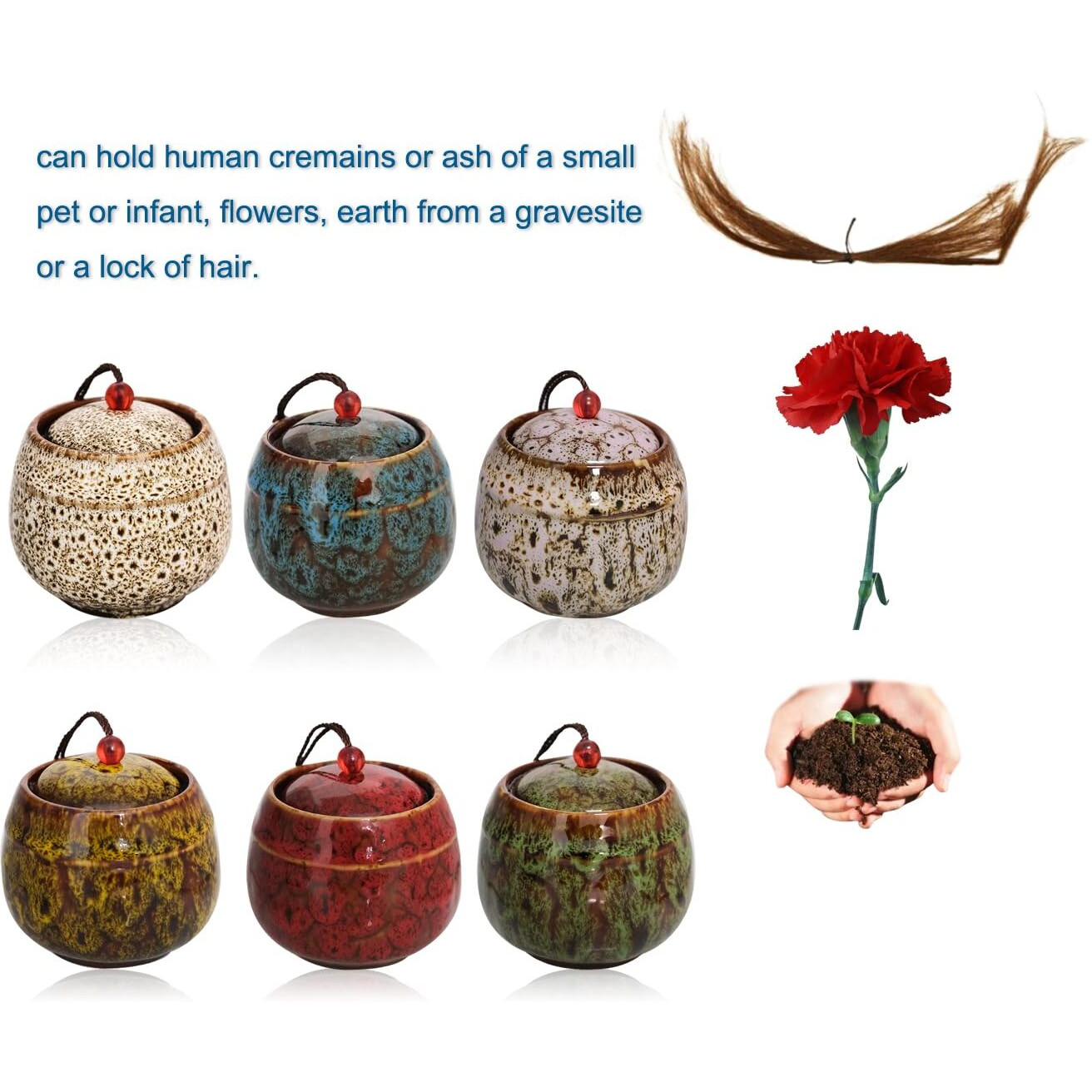 Patscorai Small Urns For Human Ashes, Set Of 6 Decorative Cremation Keepsakes Made Of Ceramic, Mini Urns For Adult Ashe, Personal Funeral For Pet Or Human Ashes(Set Of 6)