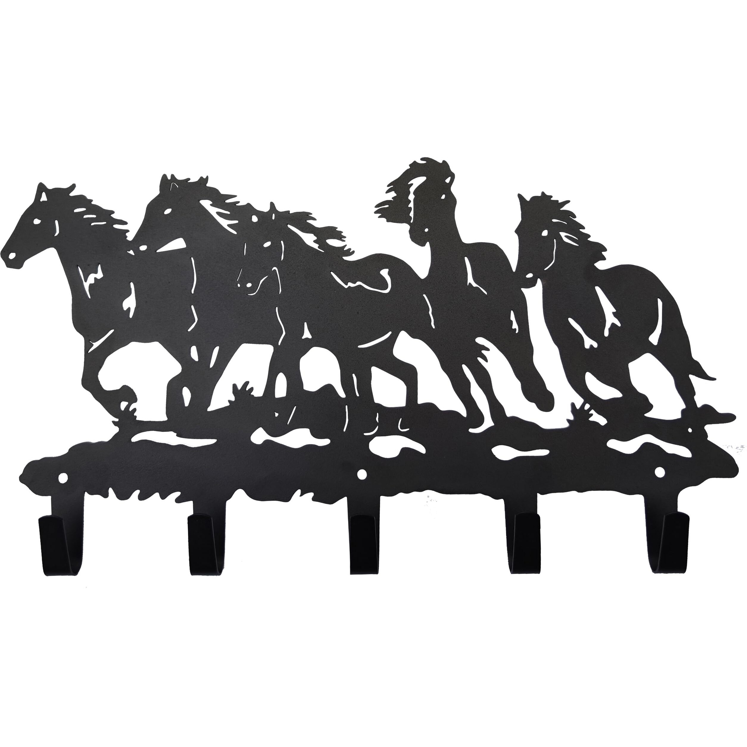Vivicomfy Metal Horse Coat Hooks Wall Art Decor-Horse Hangers And Key Holder-Clothes Rack And Backpack Hanger-Coat Hooks Home Decor For Storage, Living Room, Hallway, Office (Black)
