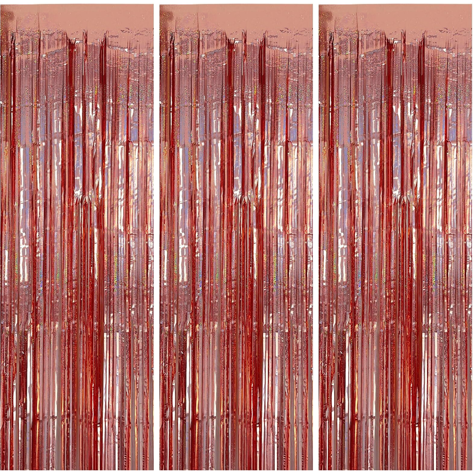 Bomsi 3 Pack Rose Gold Fringe Curtain Backdrop Birthday Bachelorette Party Decorations Metallic Tinsel Streamers Foil Backdrop Christmas Graduation Wedding New Year Party Decorations