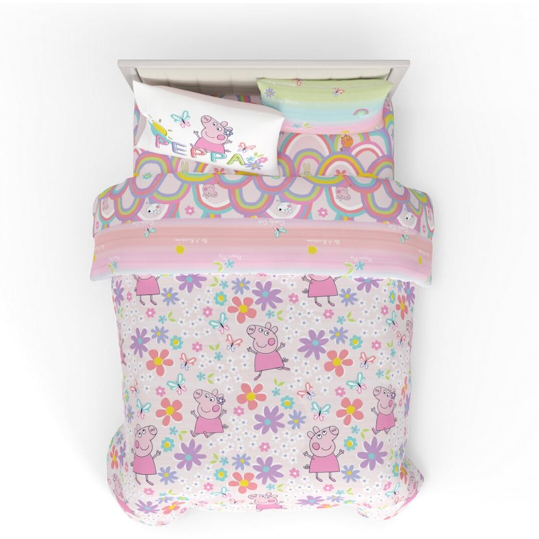 Franco Peppa Pig Kids Bedding Super Soft Comforter And Sheet Set With Sham, 7 Piece Full Size, (Officially Licensed Product)