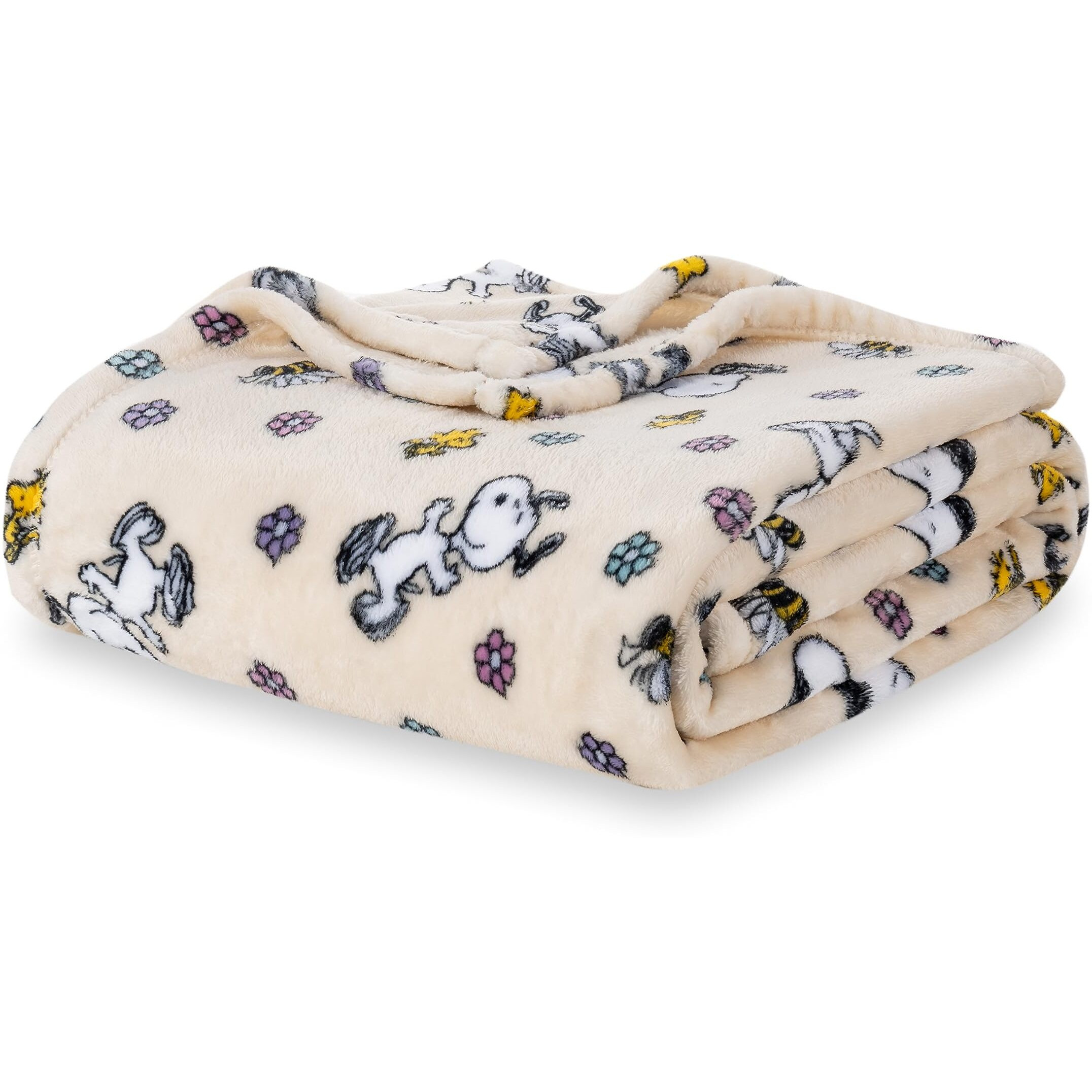 Berkshire Blanket Peanuts Velvetloft Cute Character Snoopy Plush Throw Blanket,Peanuts Woodstock Snoopy Spring Frolic Large Canvas,55 In X 70 In (Official Peanuts Product)