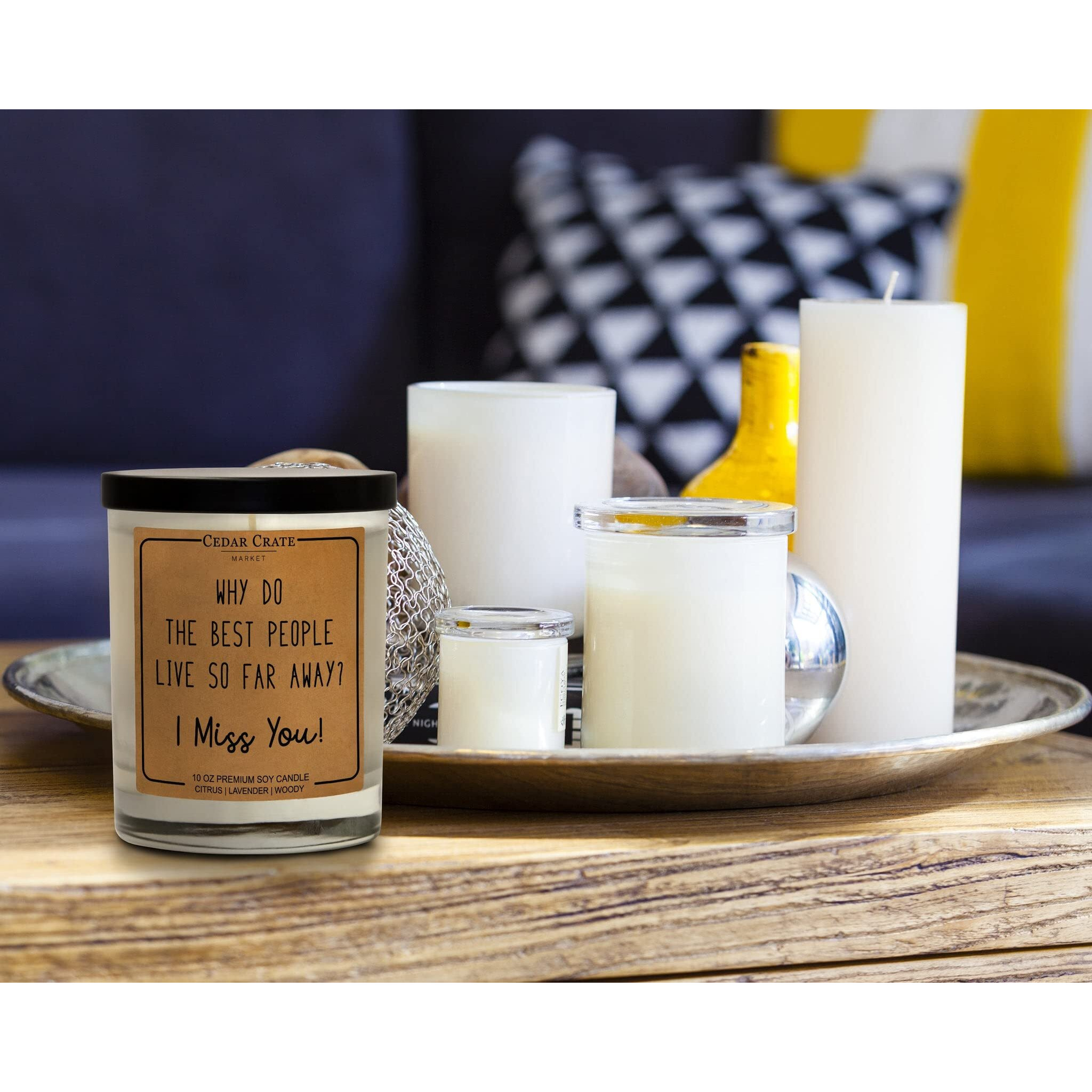 I Miss You Gifts For Her Him Women Men - I Miss Your Face | Long Distance Best Friend Friendship Gifts | I Wish You Lived Next Door Candle, Unique Candle Gifts For Sisters Mom | Funny Birthday Present