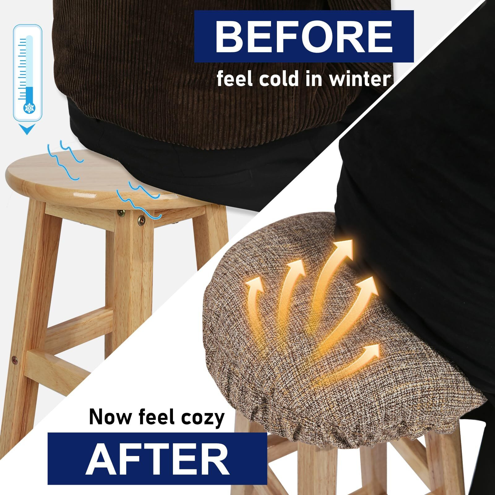Sinosso Modern Linen Bar Stool Cushion Dia.13, Fashion Interweaving Design Anti-Skid Silicone Round Stool Seat Cushion Cover Padded (Light Brown, M,1)