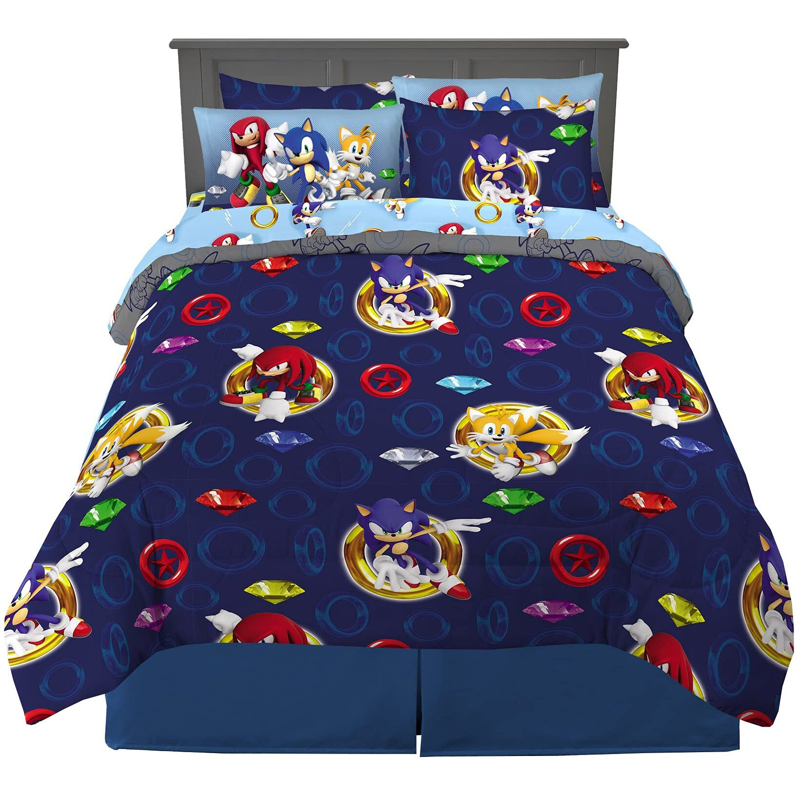Franco Kids Bedding Super Soft Comforter And Sheet Set With Sham, 7 Piece Full Size, Sonic The Hedgehog