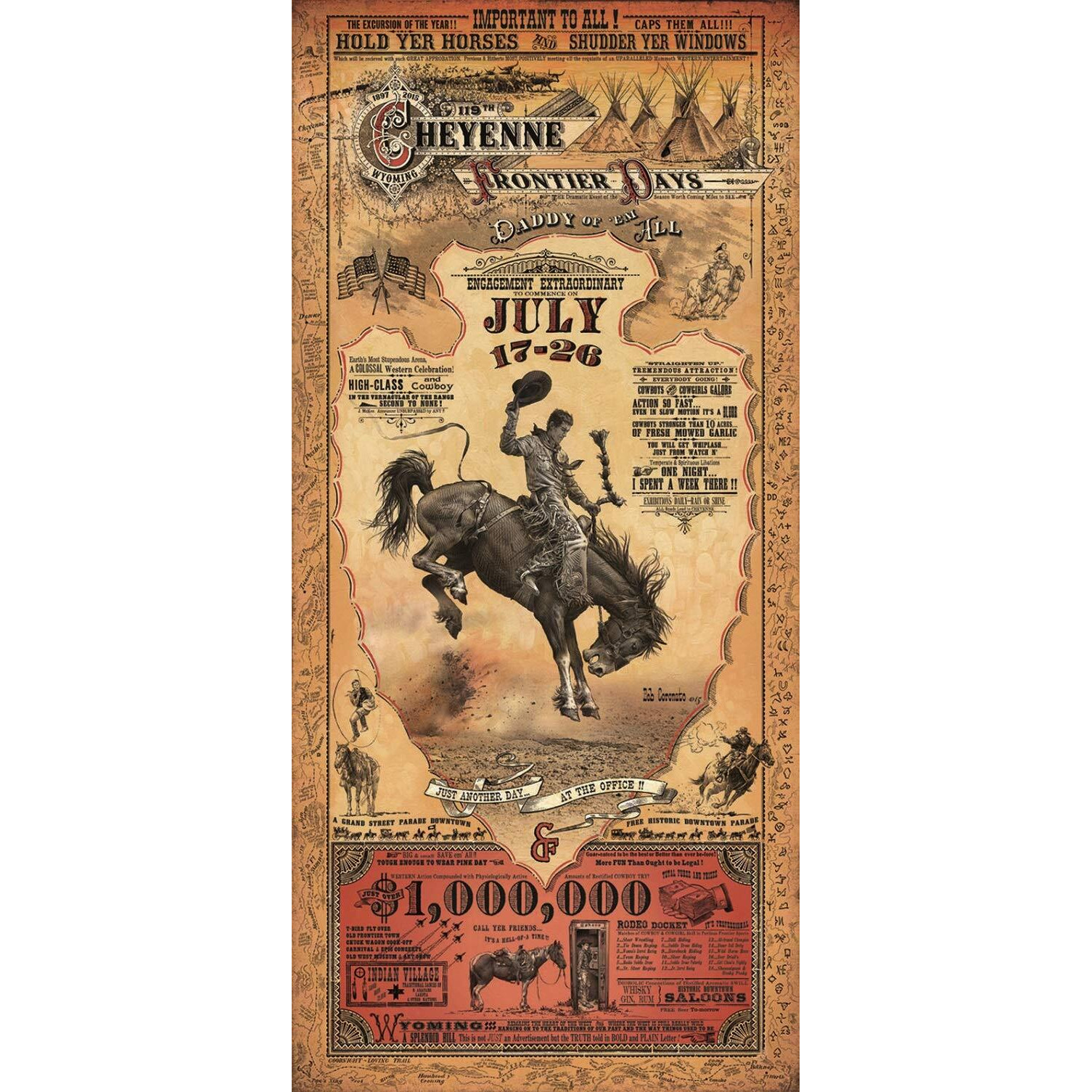 Home Of Art Cheyenne Wyoming Frontier Days Rodeo Western Poster By Bob Coronato