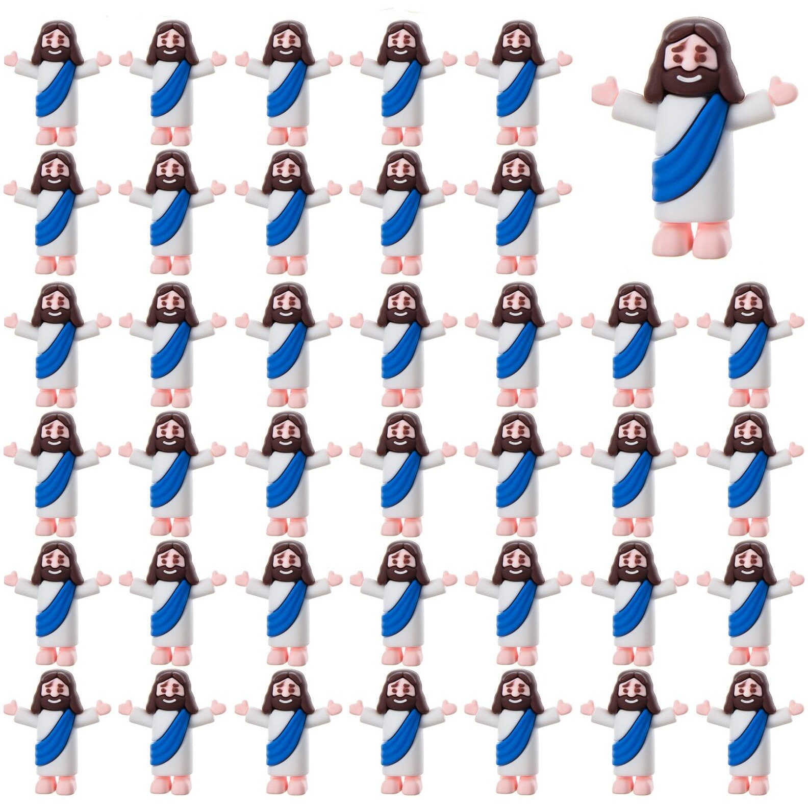 Archcrtc 60 Pcs Little Jesus Figurine Miniature Jesus Doll Tiny Jesus Figurine To Hide And Seek Classic Religious Gifts Christ Savior Jesus For Sunday Easter Eggs Stuffers Baptism Gift (60,Blue)