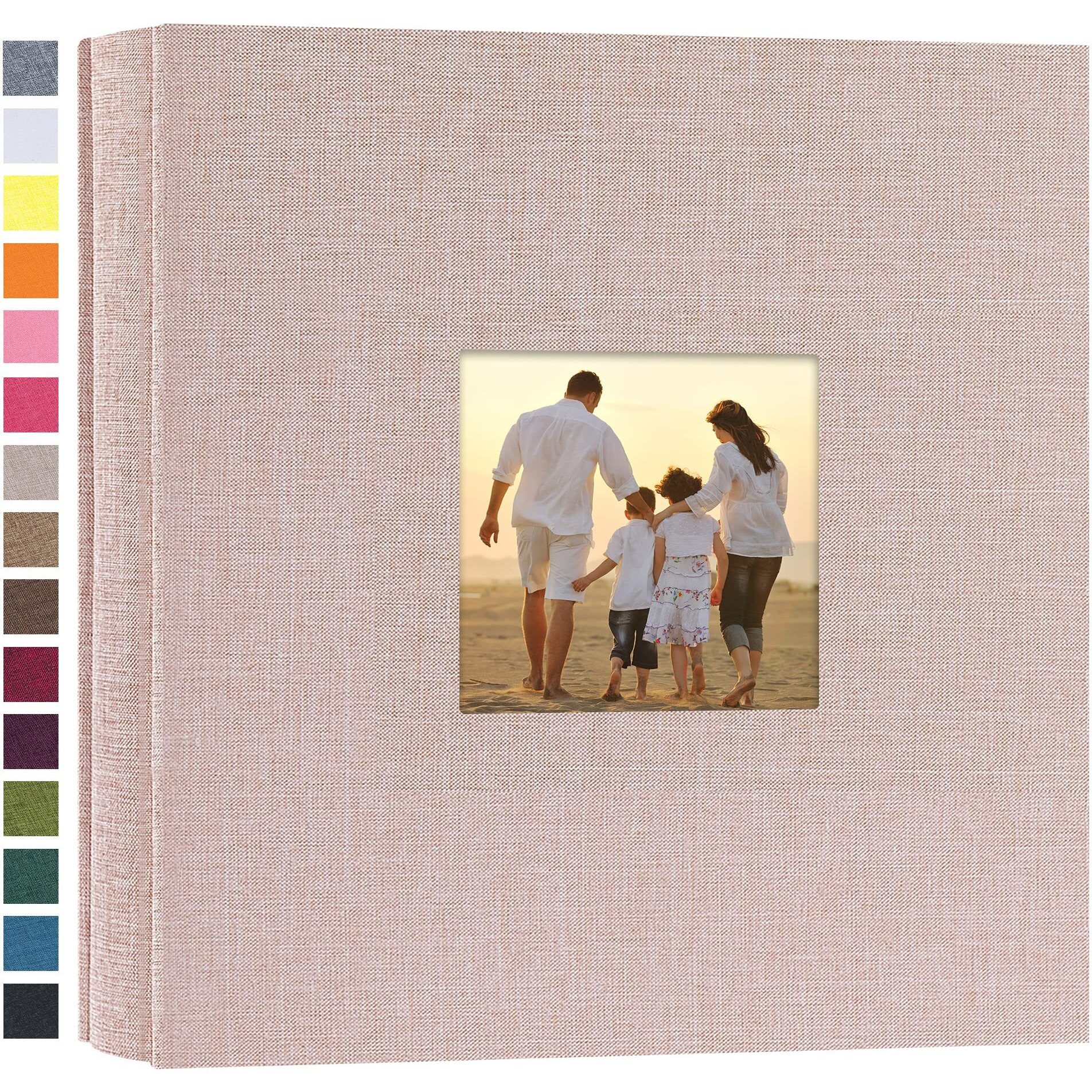 Potricher Small Photo Album 4X6 200 Photos Linen Cover Picture Photo Book For Family Wedding Anniversary Baby Vacation (Beige,200 Pockets)
