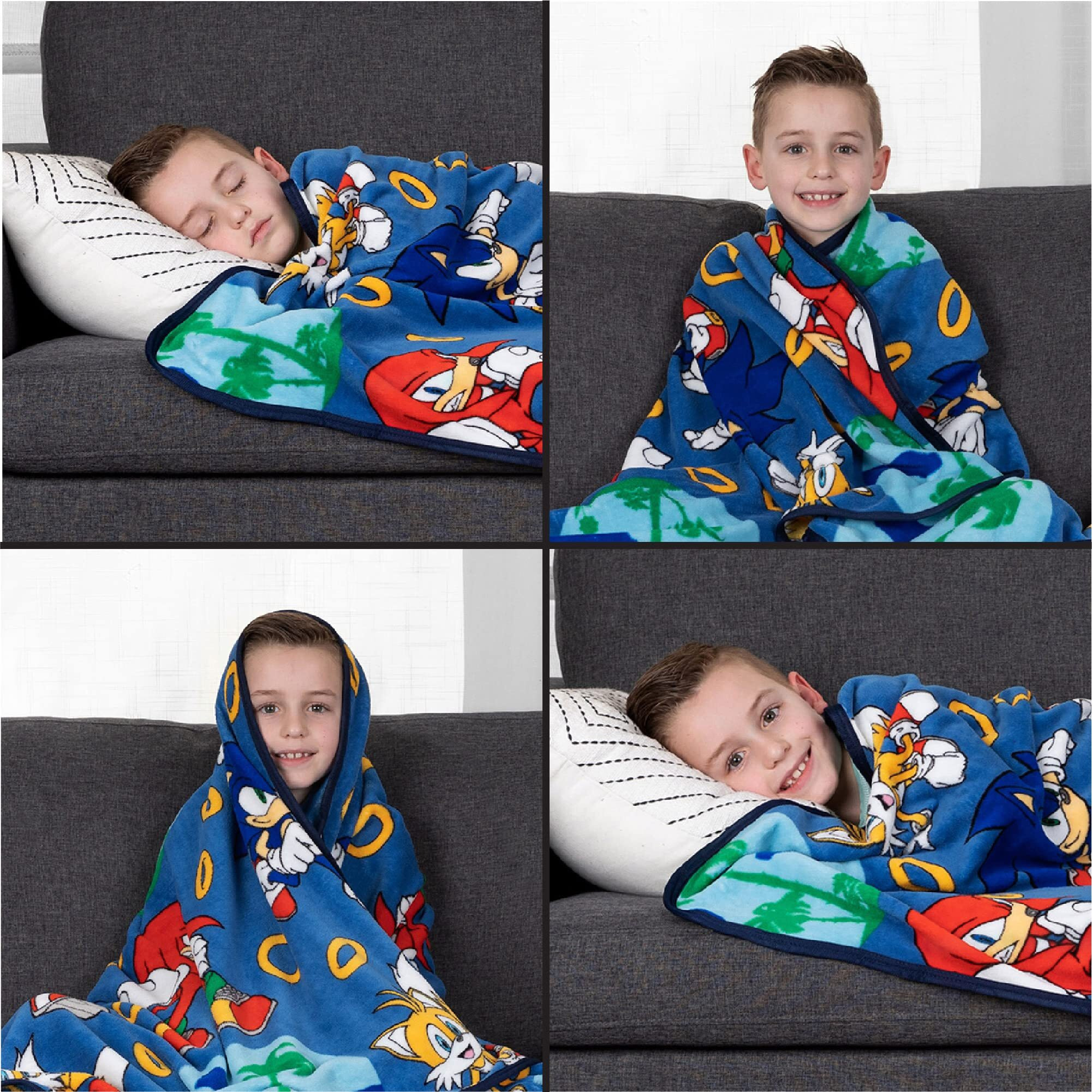 Franco Kids Bedding Super Soft Plush Throw Blanket, 46 In X 60 In, Sonic The Hedgehog, Anime