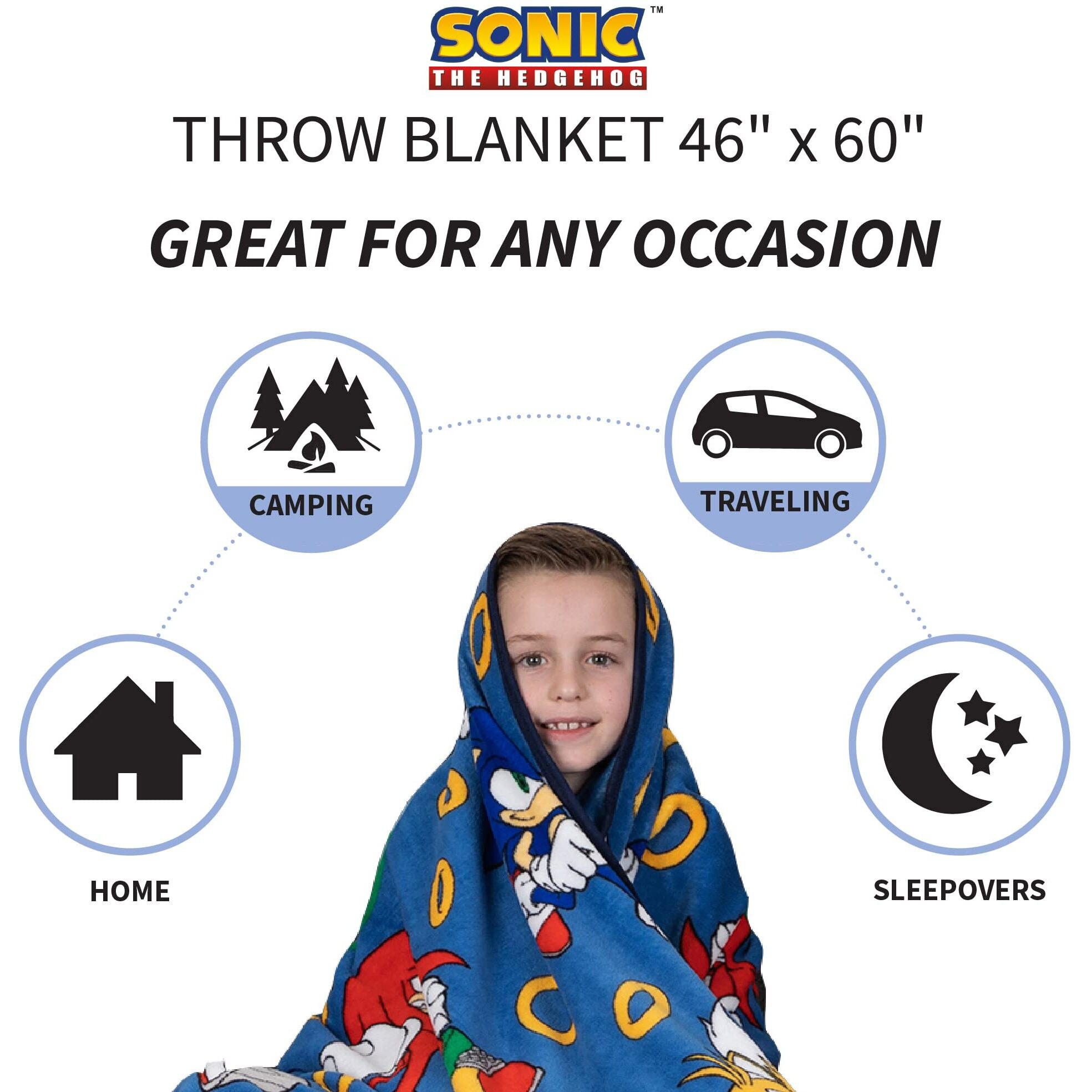 Franco Kids Bedding Super Soft Plush Throw Blanket, 46 In X 60 In, Sonic The Hedgehog, Anime