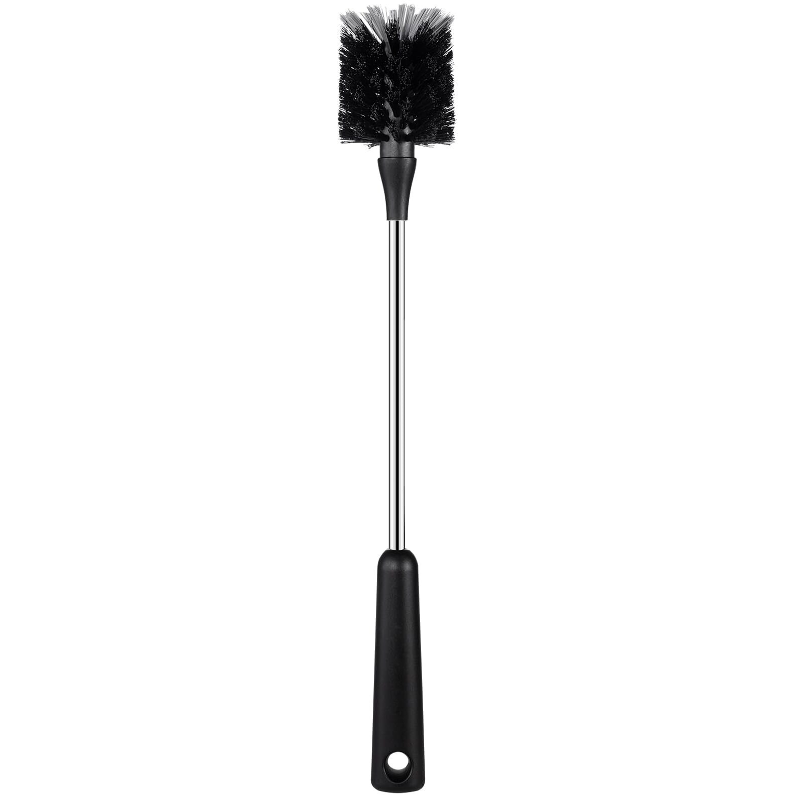 Water Bottle Brush, 15 Inches Long Stainless Steel Handle Bottle Brush Cleaner, Bottle Scrubber, Kitchen Scrub Cleaning Brushes For Cup, Wine Glasses, Coffee Mugs, Tumblers, Wine Decanters, Black