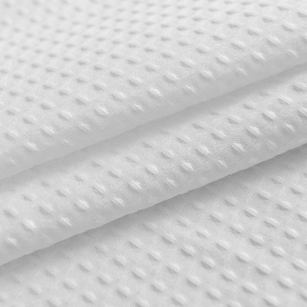 Barossa Design Stall Fabric Shower Curtain Waffle Weave 36 X 84 Inches Extra Long Size, Hotel Grade, Spa, 230Gsm Heavy Duty, Water Repellent, Washable, White, 36X84