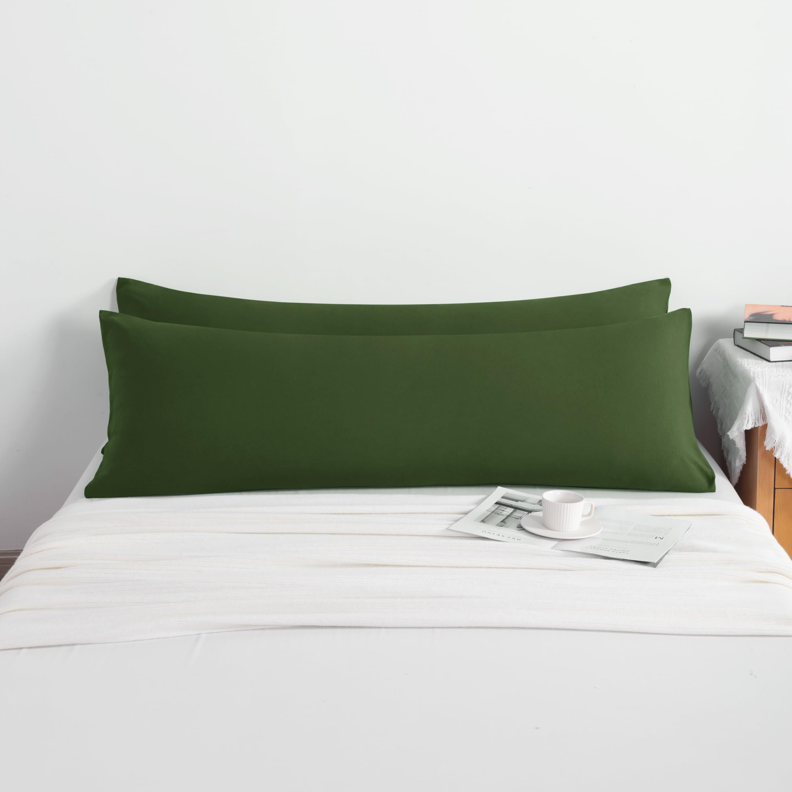 Ntbay Body Pillow Cases Set Of 2, 2 Pack Brushed Microfiber 20X54 Pillow Cases, Soft, Wrinkle, Fade, Stain Resistant Olive Green Pillow Cases With Envelope Closure, 20X54 Inches, Olive Green
