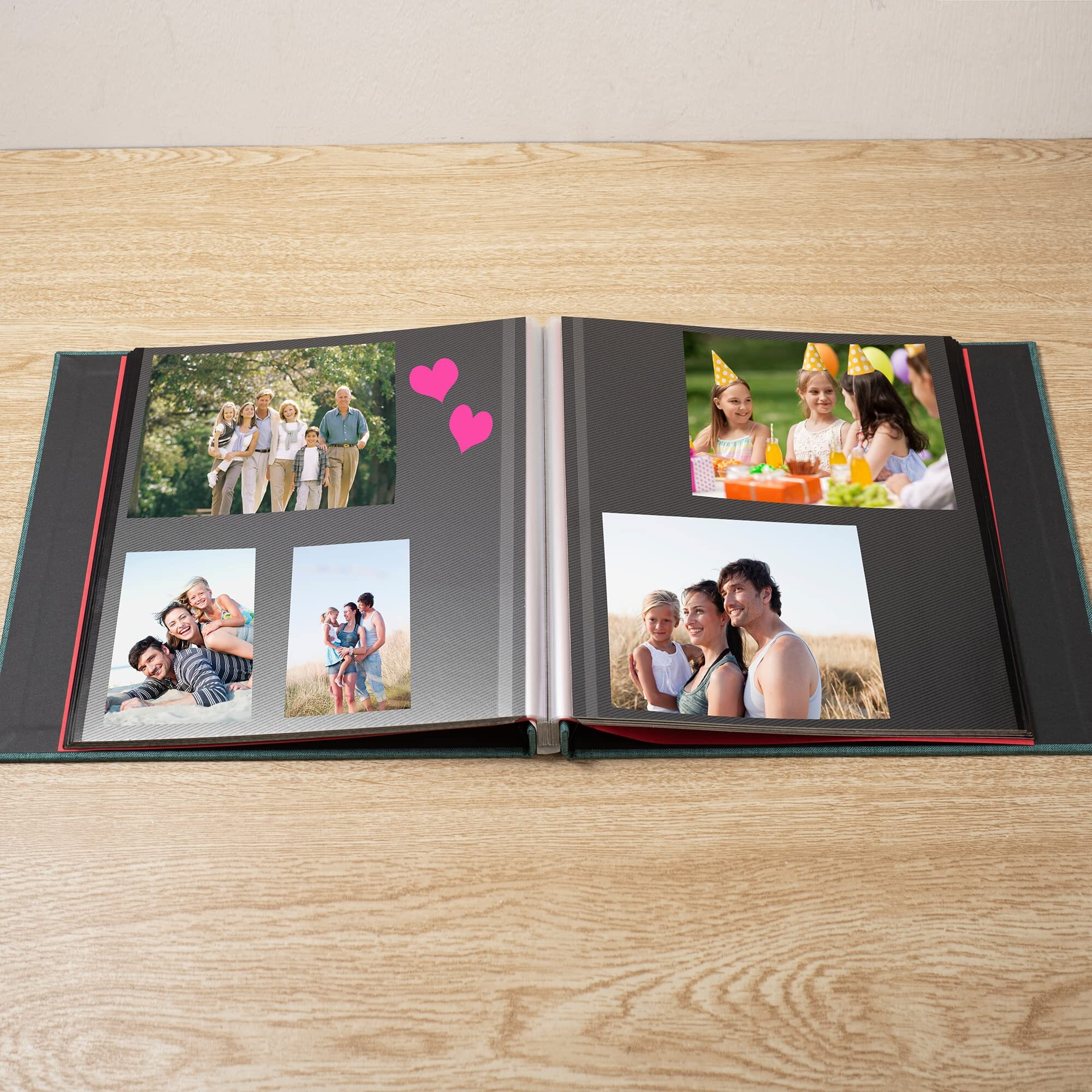 Honeytolly Large Photo Album Self Adhesive For 4X6 8X10 Magnetic Scrapbook Album Diy 60 Black Sticky Pages Linen Cover Photo Album(Dark Green)