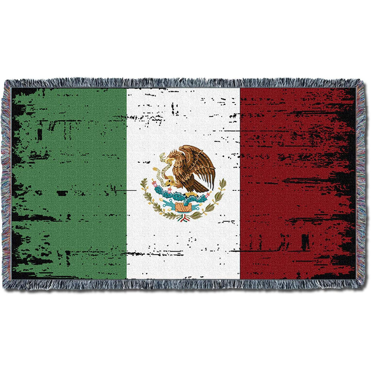 Pure Country Weavers Mexico - Mexican Flag Blanket - Gift Tapestry Throw For Back Of Couch Or Sofa - Woven From Cotton - Made In The Usa (61X36)