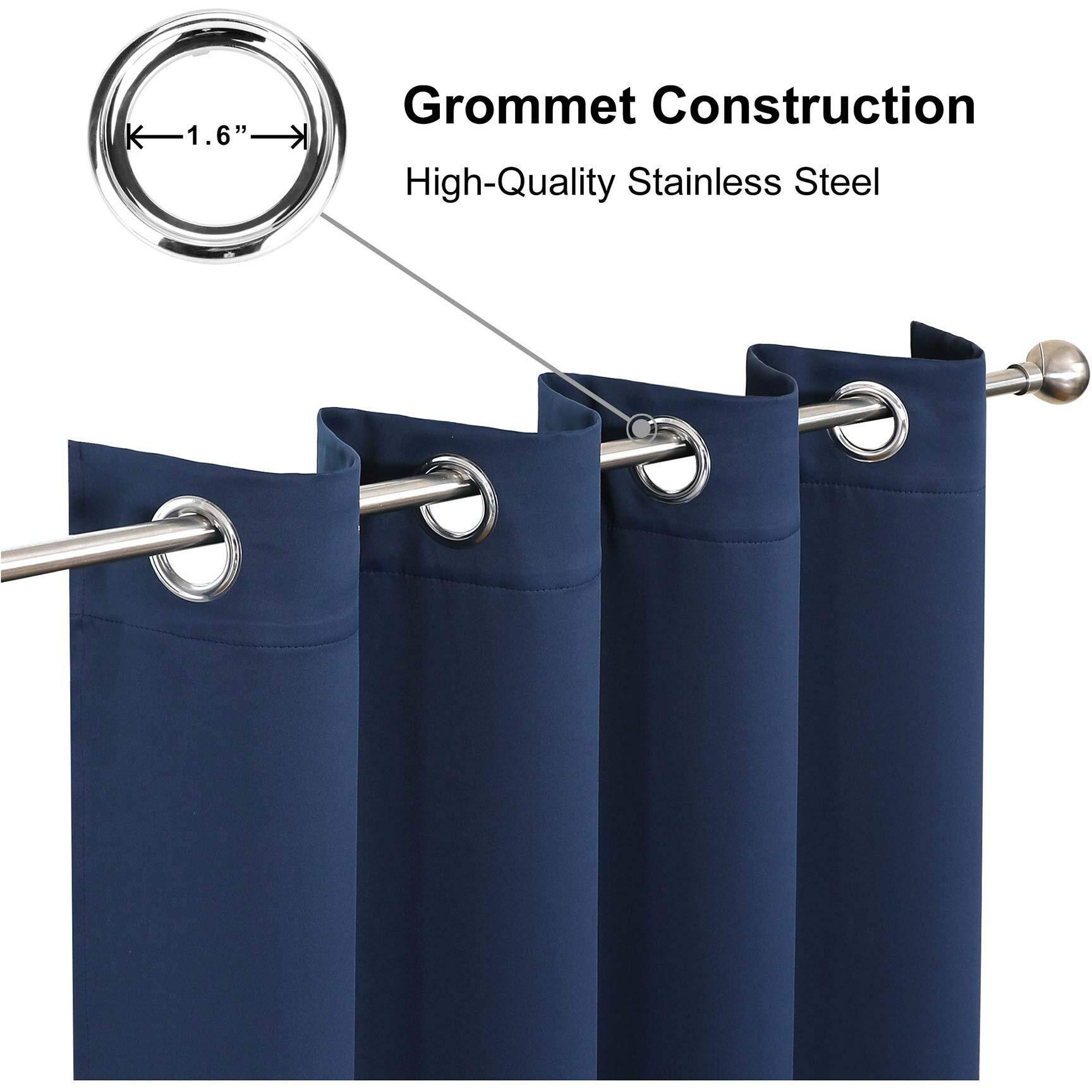 Cucraf Navy Blue Blackout Curtains 108 Inch Length 2 Panels Set, Room Darkening Curtains & Drapes For Living Room Bedroom, Thermal Insulated Light Blocking Grommet Window Curtain (W52 X L108 Inch)
