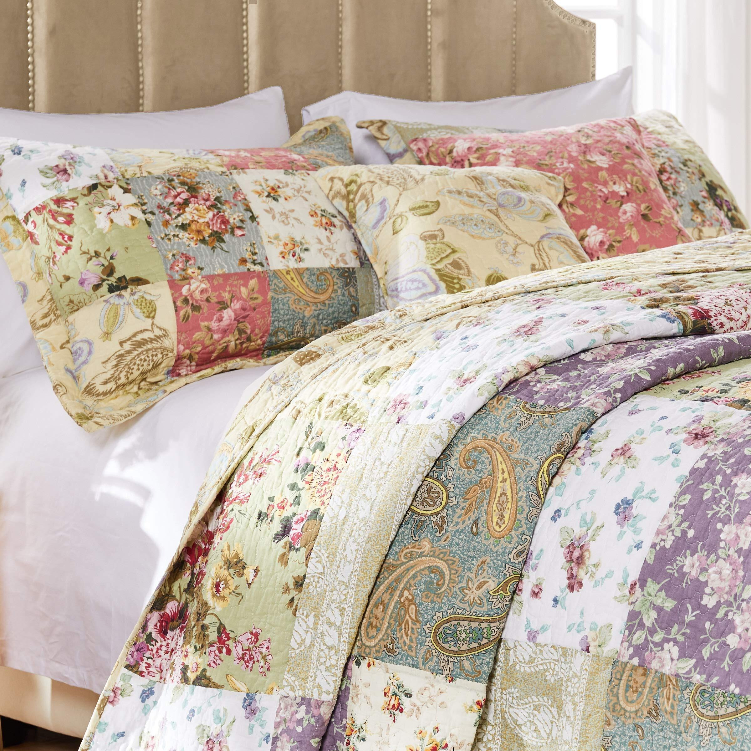 Greenland Home Blooming Prairie Quilt Set, Full/Queen (5 Piece), Multi
