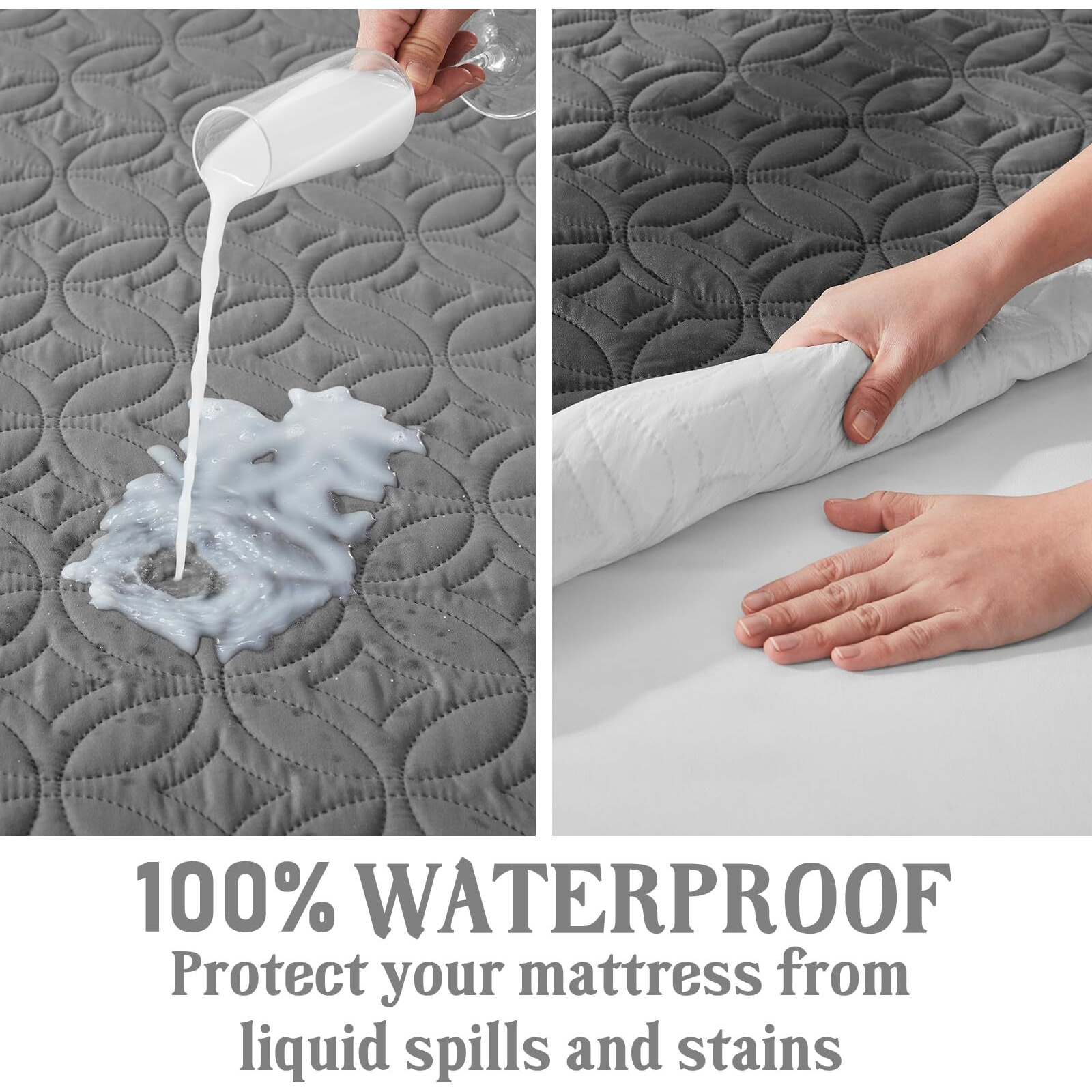 Bedlore Waterproof Mattress Protector, Queen Size Mattress Pad Noiseless With Deep Pocket 6""-18"" Depth, Soft & Breathable Dirt-Proof Bed Mattress Cover Washable For Home, Bedroom, Hotel (Gray)