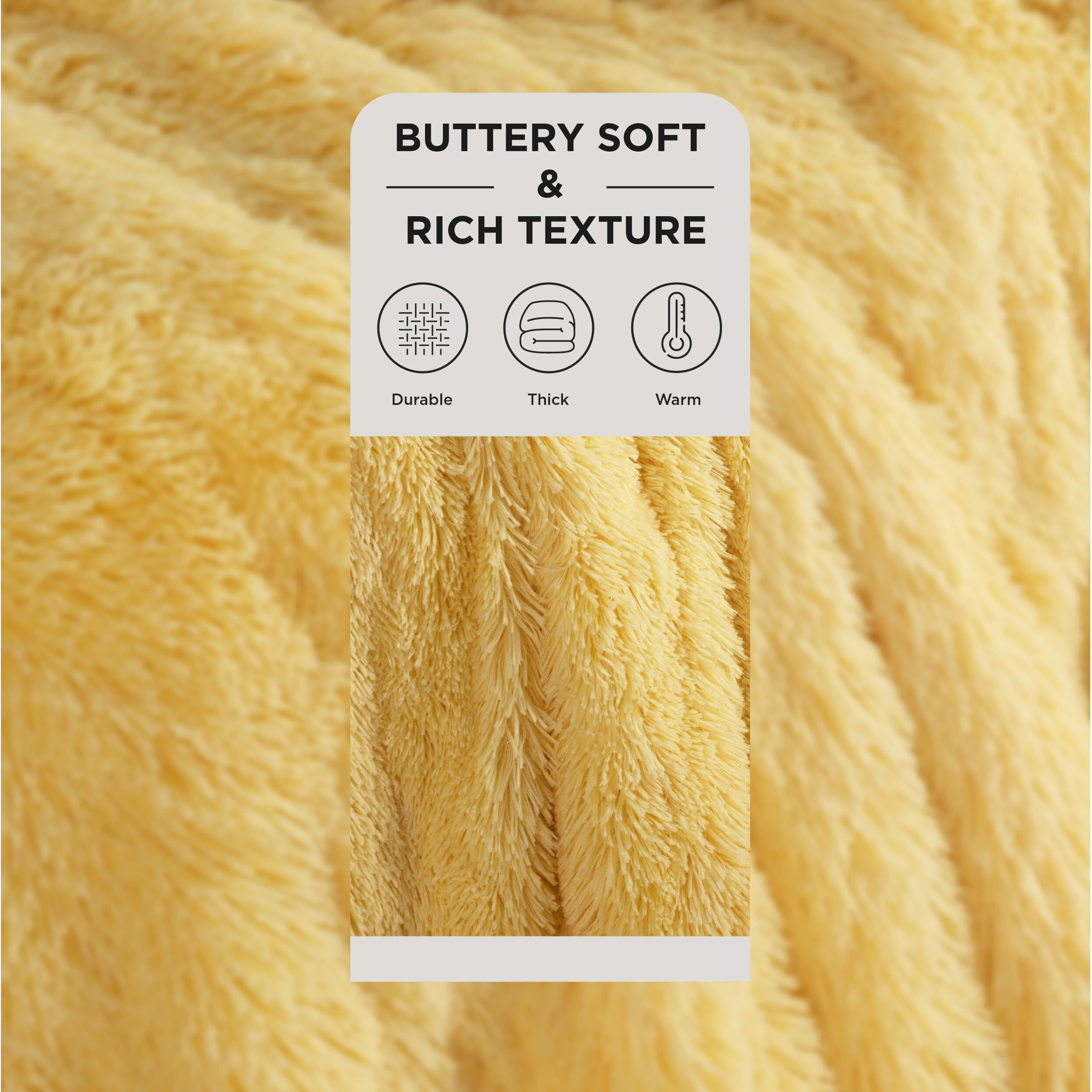 Bedsure Soft Fuzzy Faux Fur King Size Blanket Light Yellow - Cozy, Fluffy, Plush Sherpa Fleece Blanket, Furry, Shaggy Blanket For Couch, Bed, Sofa, Thick Warm Blankets For Women, 108X90 Inches