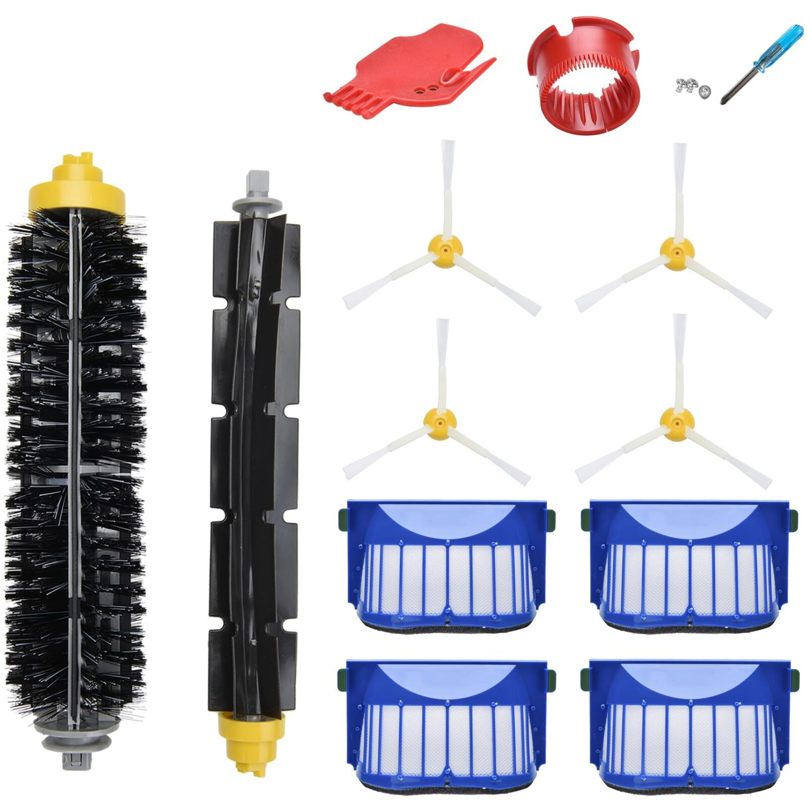 Loveco Replacement Accessories Kit Compatible For Irobot Roomba 675 677 671 655 645 Robotics,4 Filter,4 Side Brush,1 Bristle And Flexible Beater Brush,2 Cleaning Tool