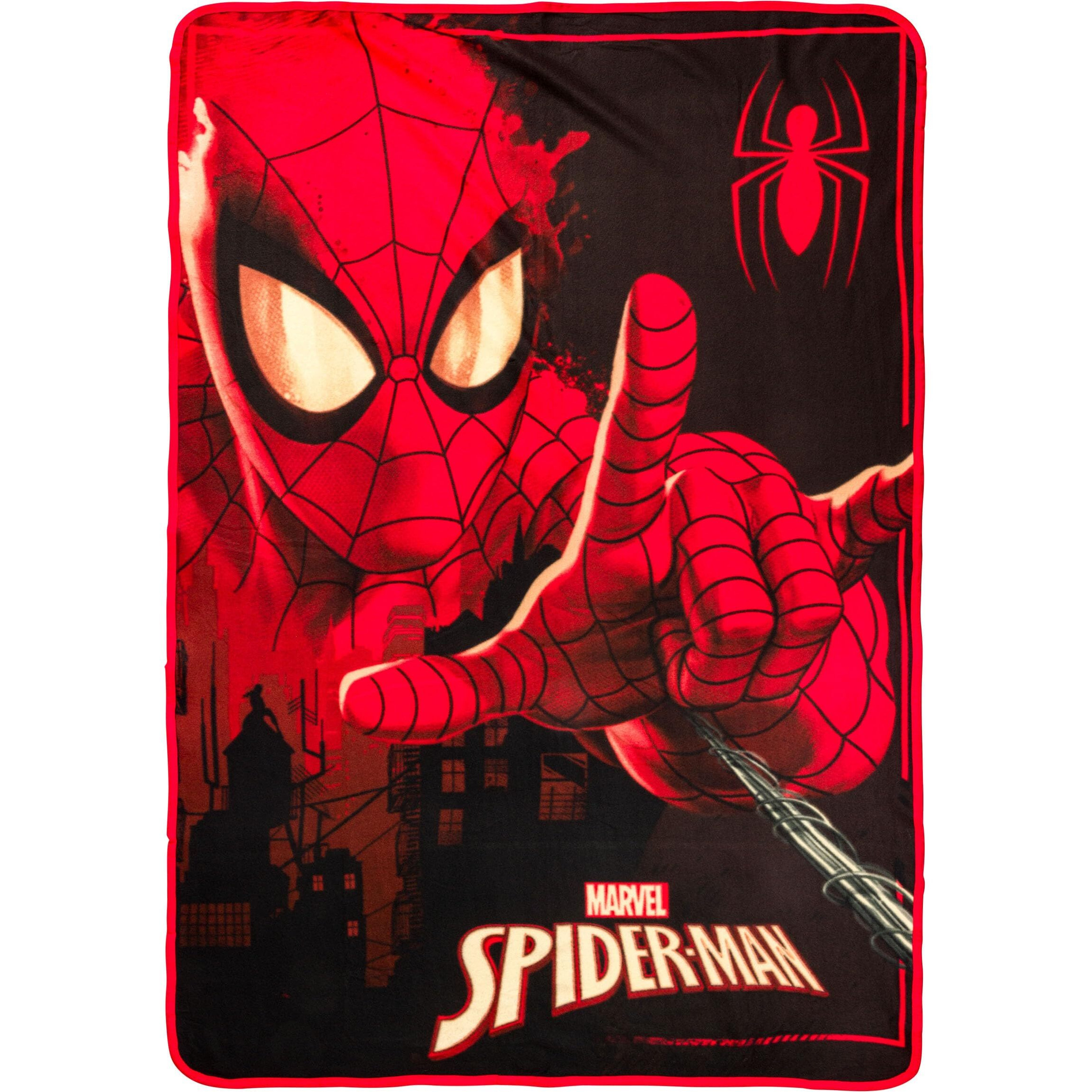 Silver Buffalo Marvel Universe Spider-Man Spidey Close Up Web Shooter 45"" X 60"" Fleece Throw Blanket