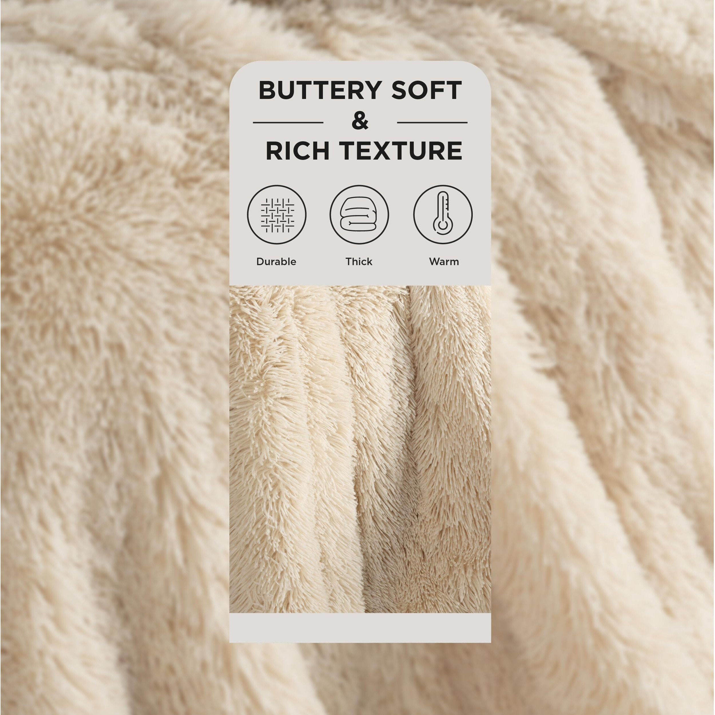 Bedsure Soft Fuzzy Faux Fur Light Khaki Throw Blanket - Cozy, Fluffy, Plush Sherpa Khaki Blanket, Furry, Shaggy Blanket For Couch, Bed, Sofa, Thick Warm Blankets For Women, 50X60 Inches, 640 Gsm