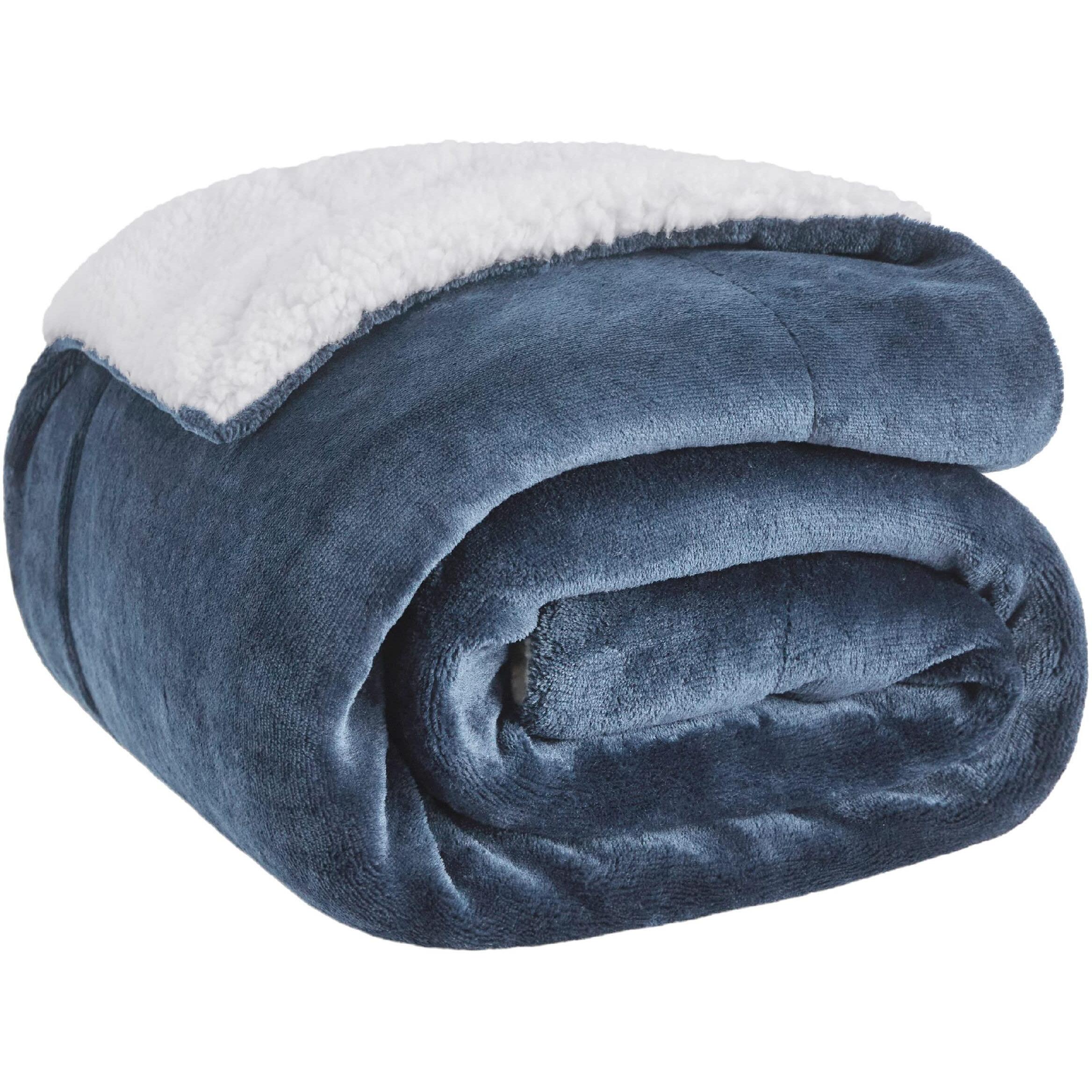 Bedsure Sherpa Fleece Throw Blanket For Couch - Thick And Warm Blanket For Winter, Soft Fuzzy Plush Throw Blanket For All Seasons, Slate Blue, 50X60 Inches