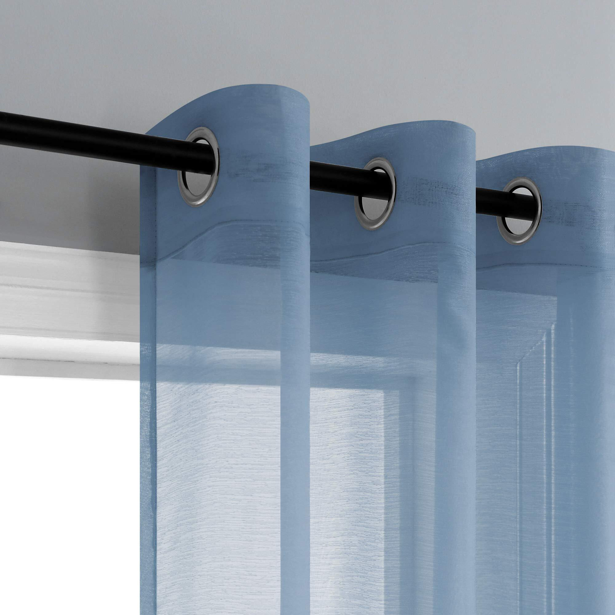 Mrs.Naturall Dusty Blue Curtains 84 Inch Length For Living Room 2 Panels Set Grommet Window Sheer Curtain Panels For Bedroom 52 X 84 Inches Long Blue Gray Grey Color